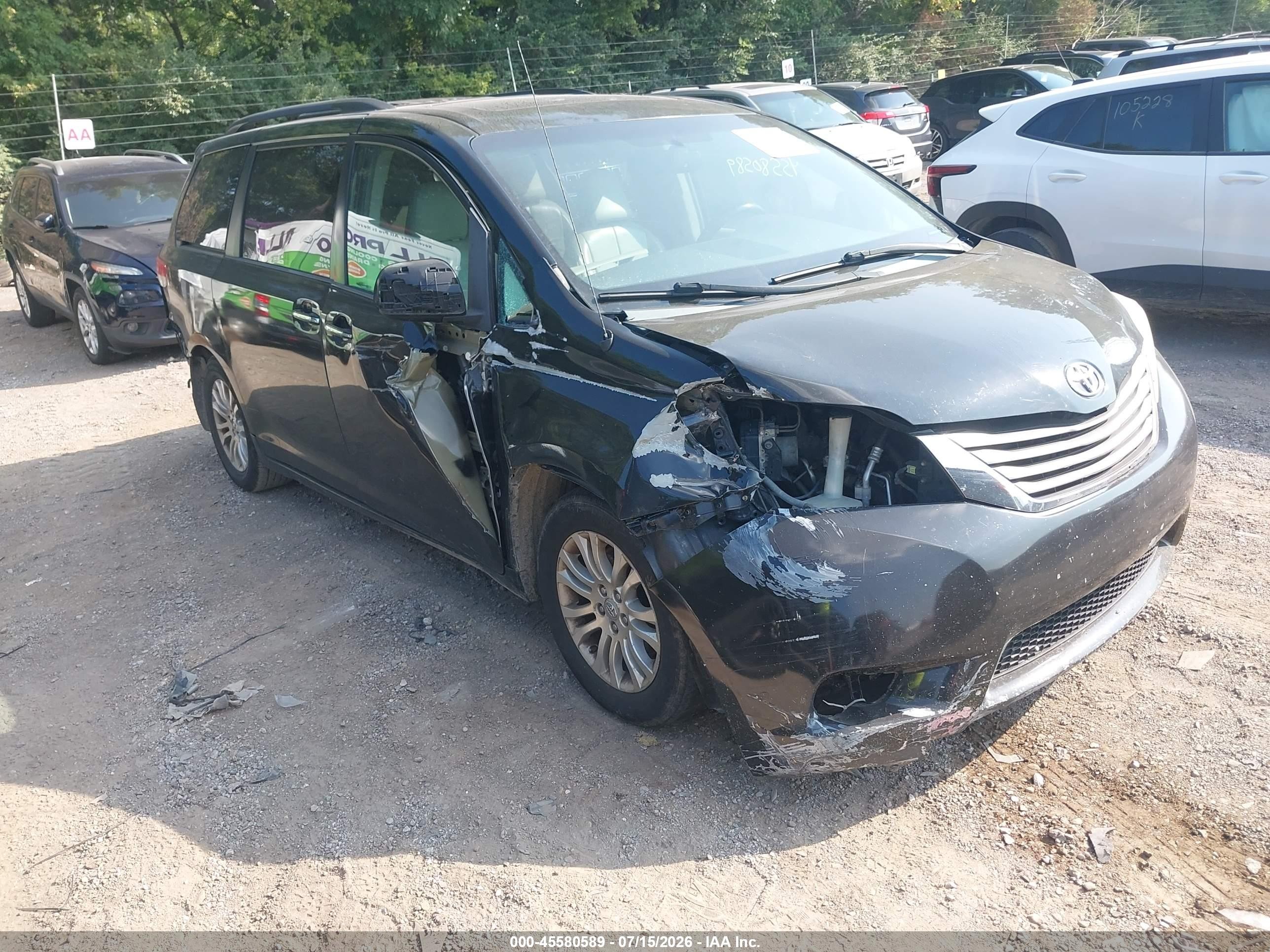 2012 Toyota Sienna Xle V6 8 Passenger Черный vin: 5TDYK3DC1CS248116