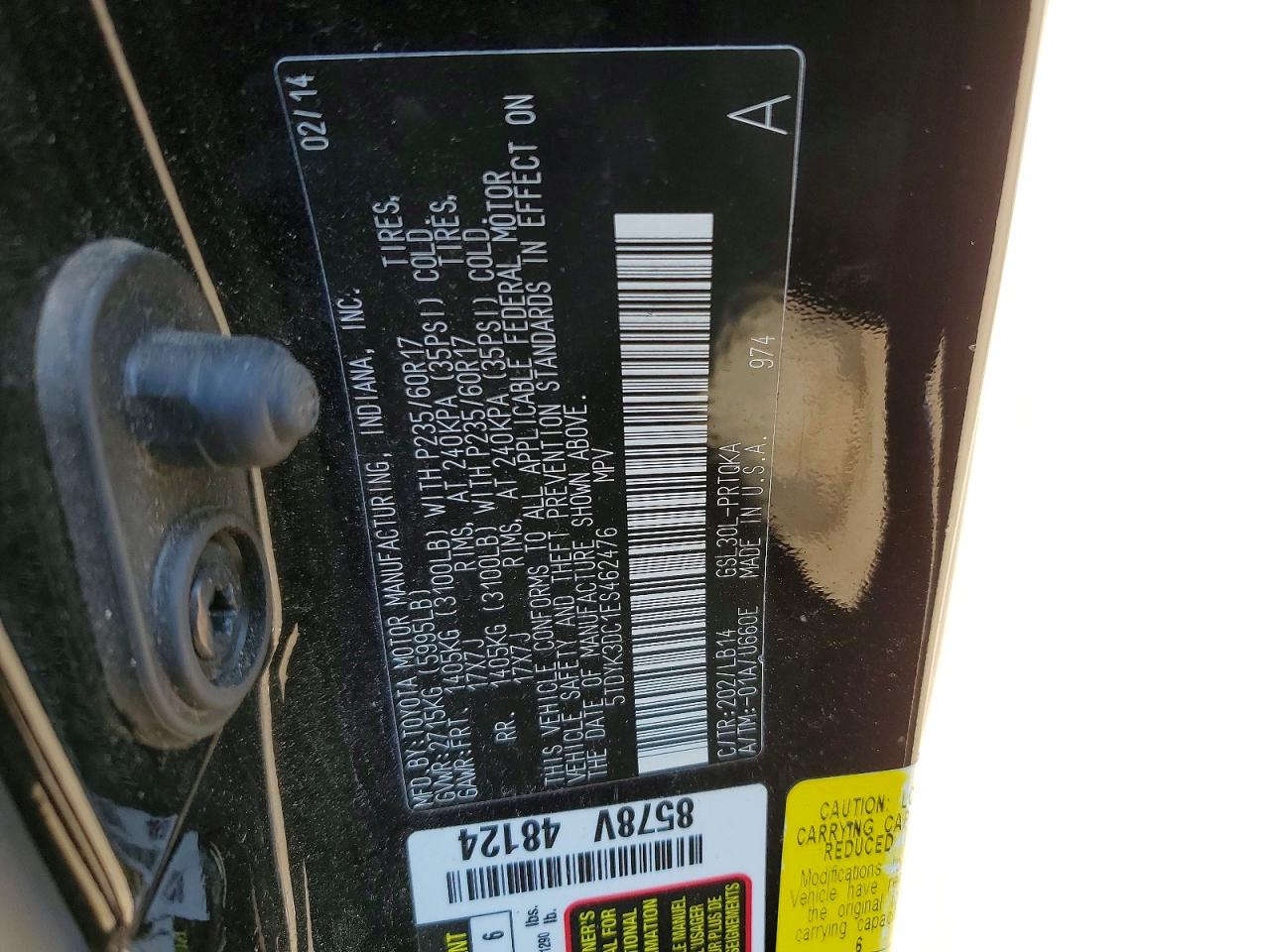 2014 Toyota Sienna Xle 8-passenger Black vin: 5TDYK3DC1ES462476