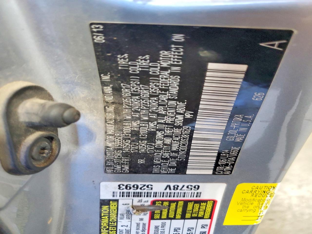 2013 Toyota Sienna Xle 8-passenger Серебряный vin: 5TDYK3DC2DS381629