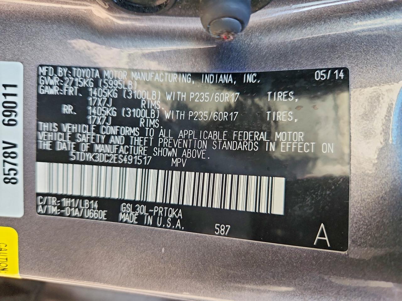 2014 Toyota Sienna Xle 8-passenger Gray vin: 5TDYK3DC2ES491517