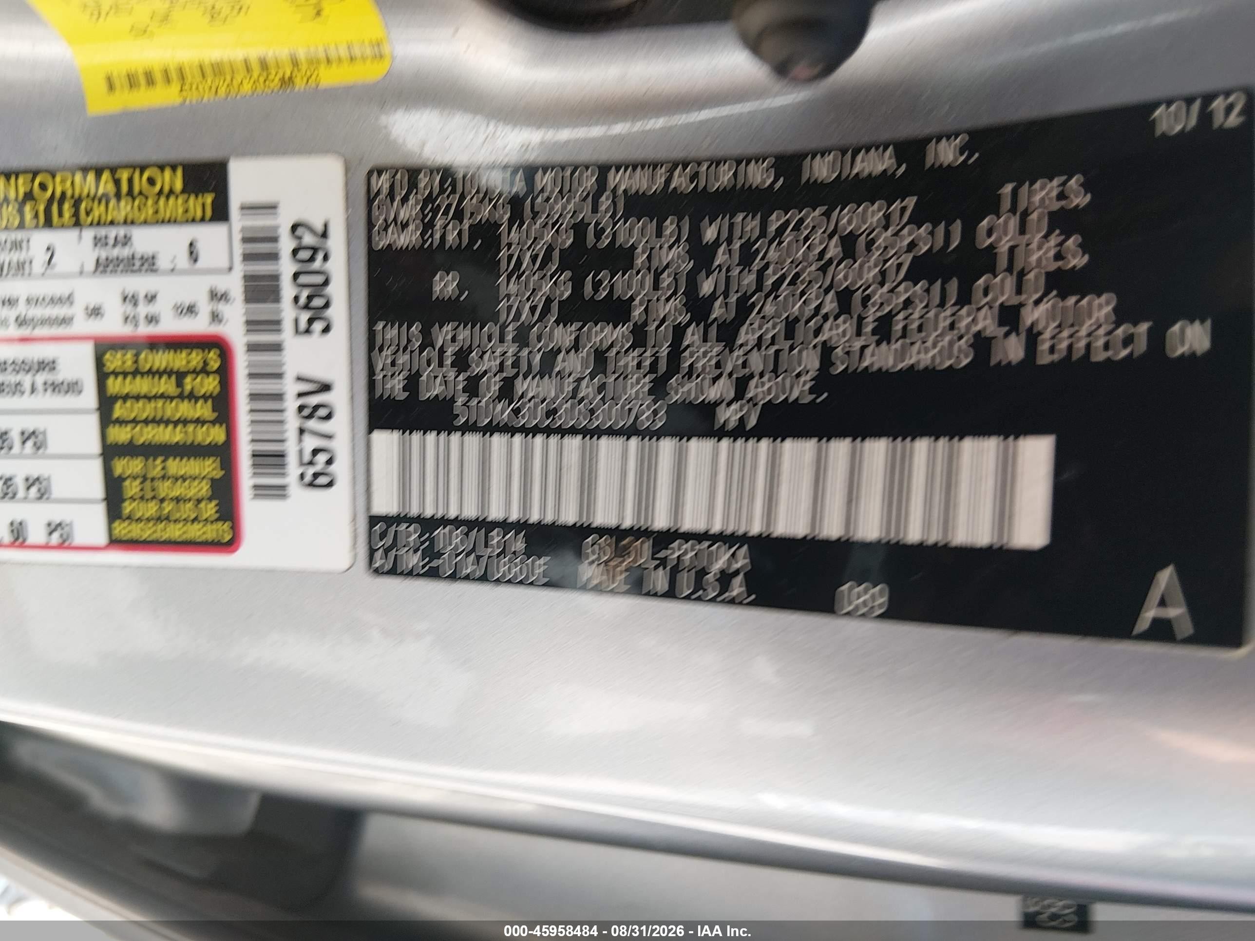 2013 Toyota Sienna Xle V6 8 Passenger Teal vin: 5TDYK3DC3DS300783