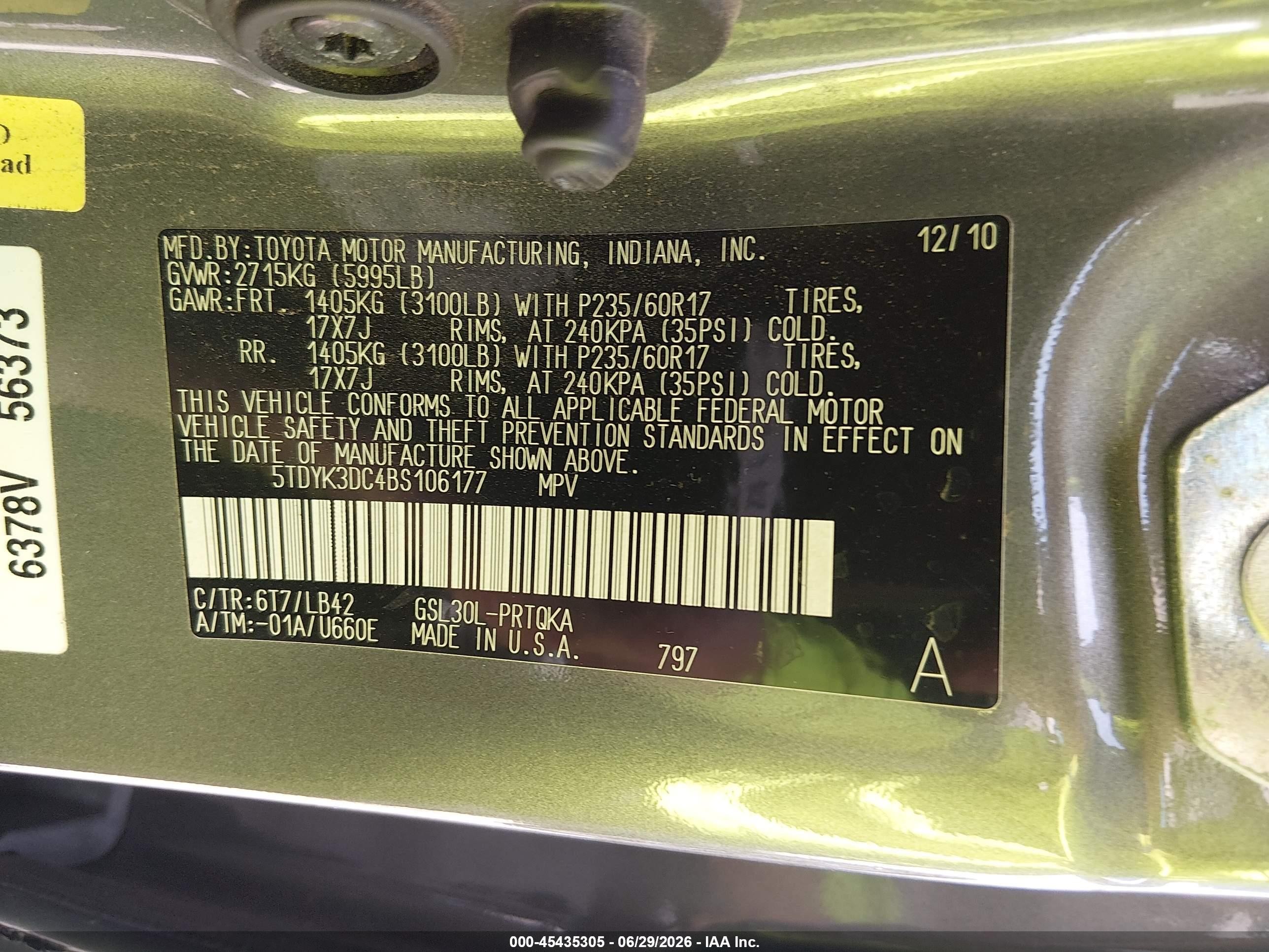 2011 Toyota Sienna Xle V6 Brown vin: 5TDYK3DC4BS106177