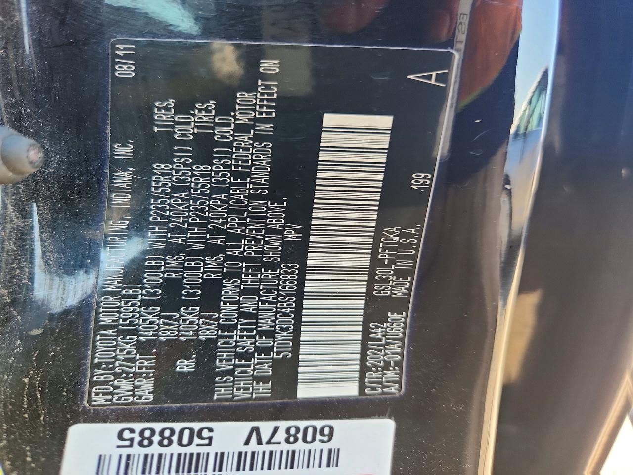 2011 Toyota Sienna Limited 7-passenger Black vin: 5TDYK3DC4BS166833