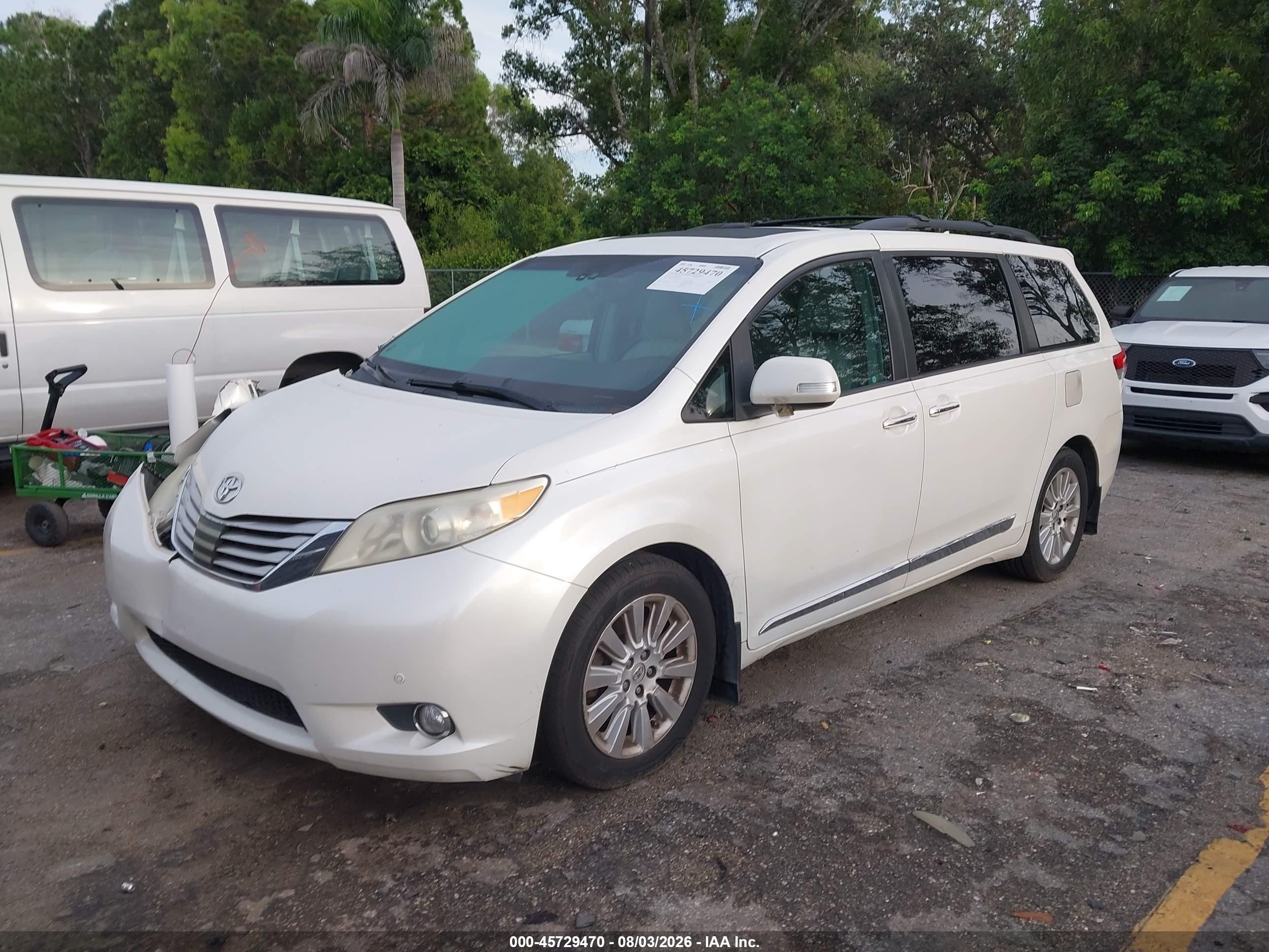 2014 Toyota Sienna Limited V6 7 Passenger Белый vin: 5TDYK3DC6ES456995
