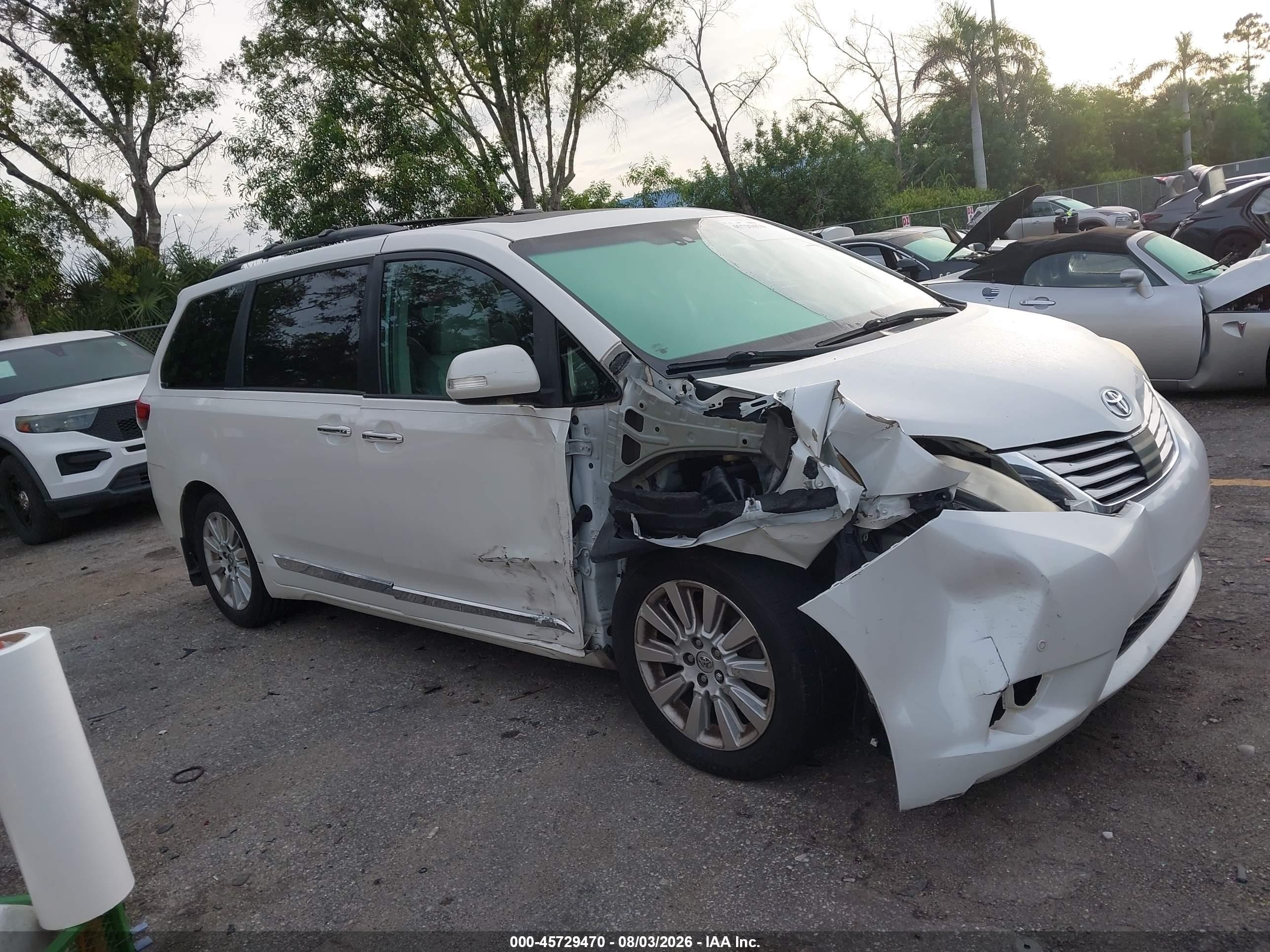 2014 Toyota Sienna Limited V6 7 Passenger Белый vin: 5TDYK3DC6ES456995