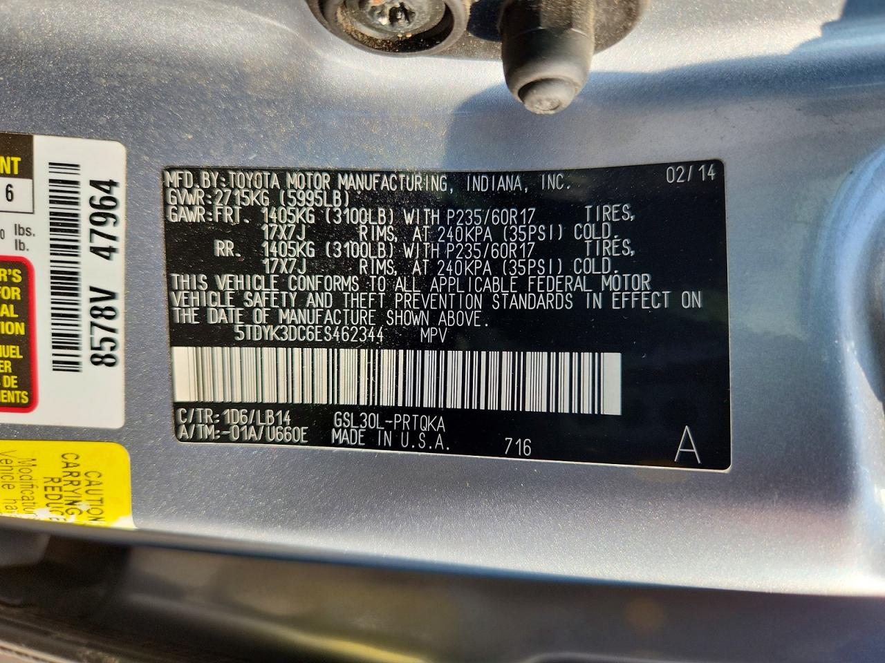2014 Toyota Sienna Xle 8-passenger Silver vin: 5TDYK3DC6ES462344