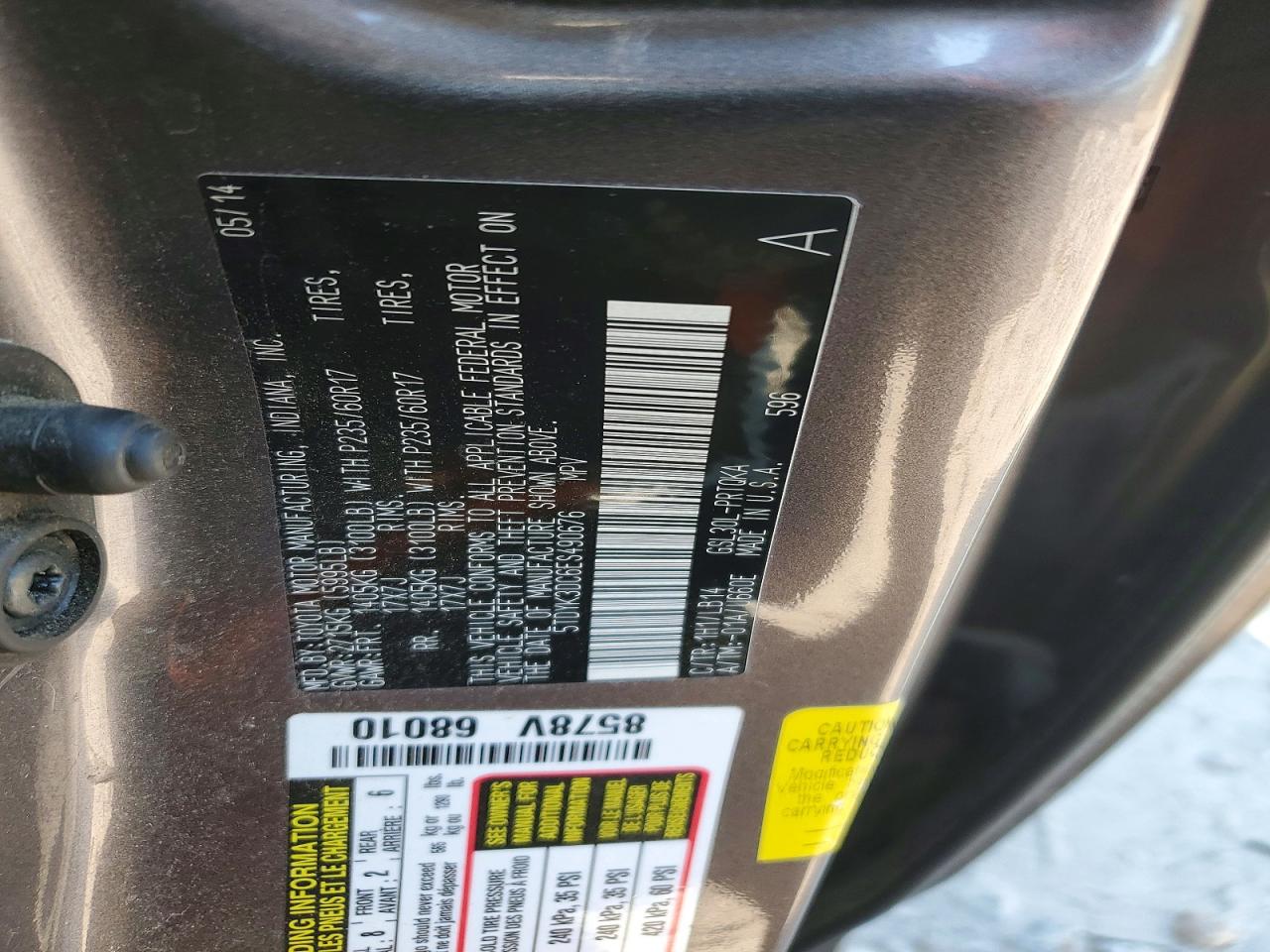 2014 Toyota Sienna Xle 8-passenger Gray vin: 5TDYK3DC6ES490676