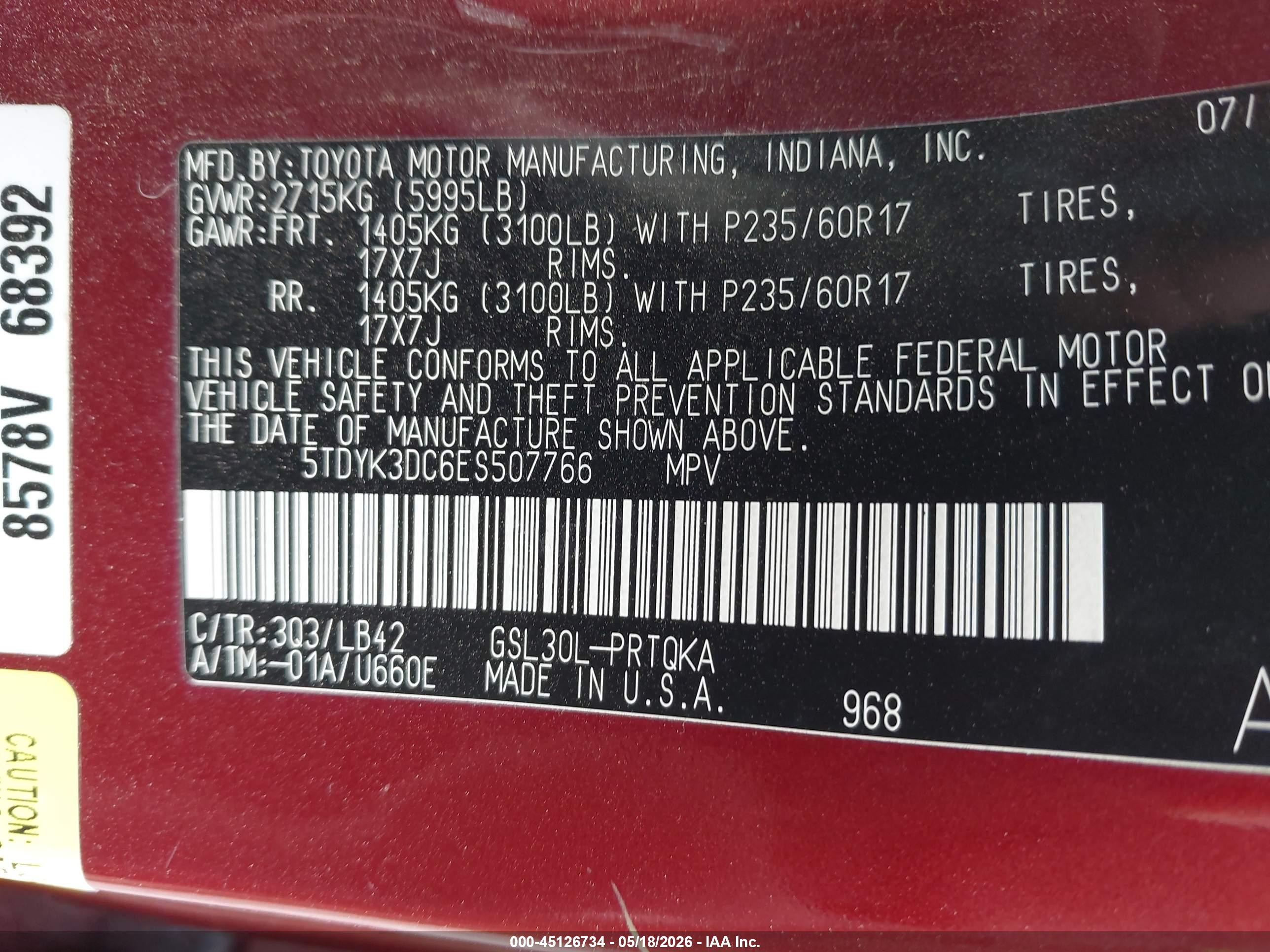 2014 Toyota Sienna Xle V6 8 Passenger Темно-бордовый vin: 5TDYK3DC6ES507766