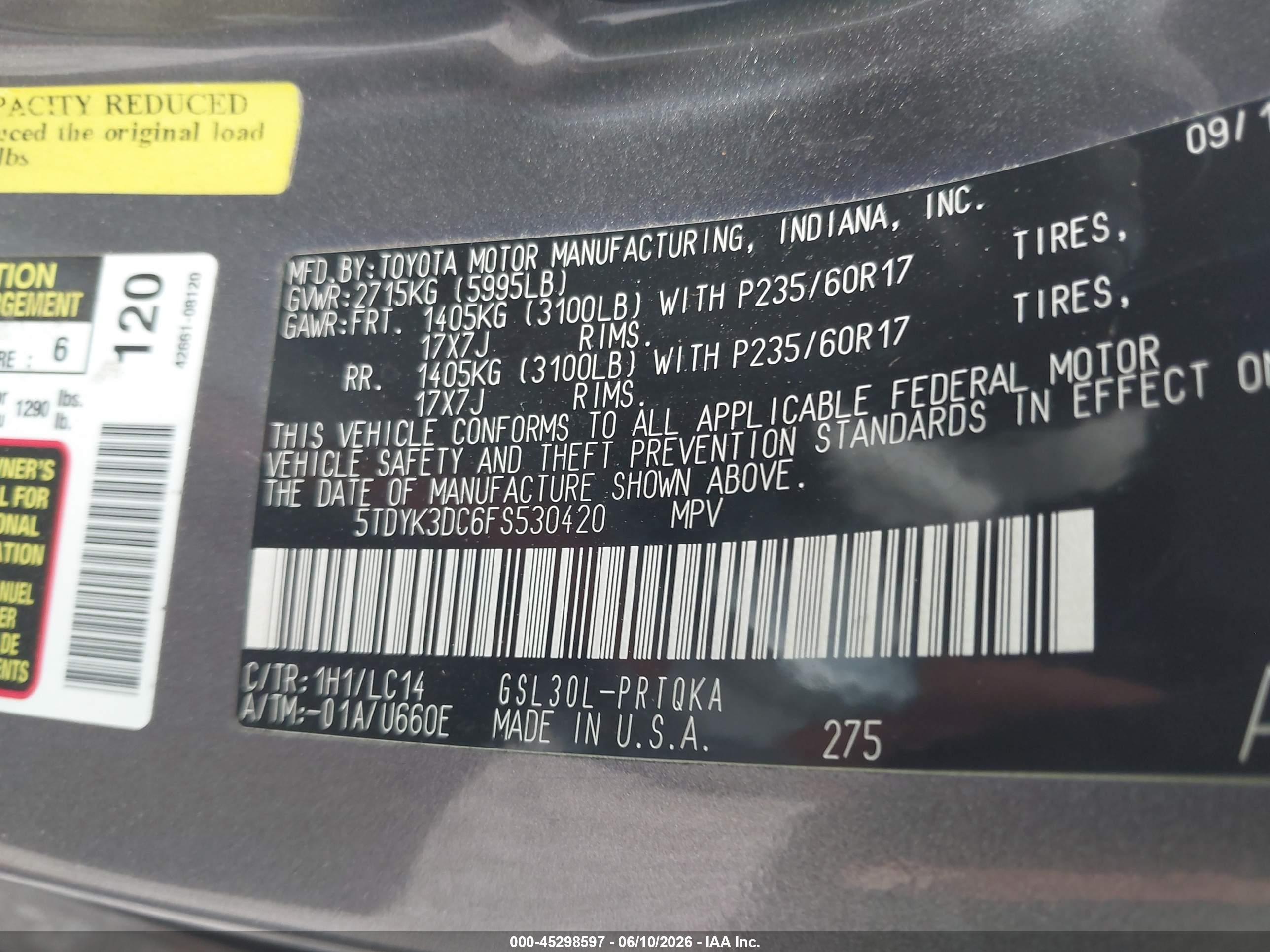 2015 Toyota Sienna Xle 8 Passenger Silver vin: 5TDYK3DC6FS530420