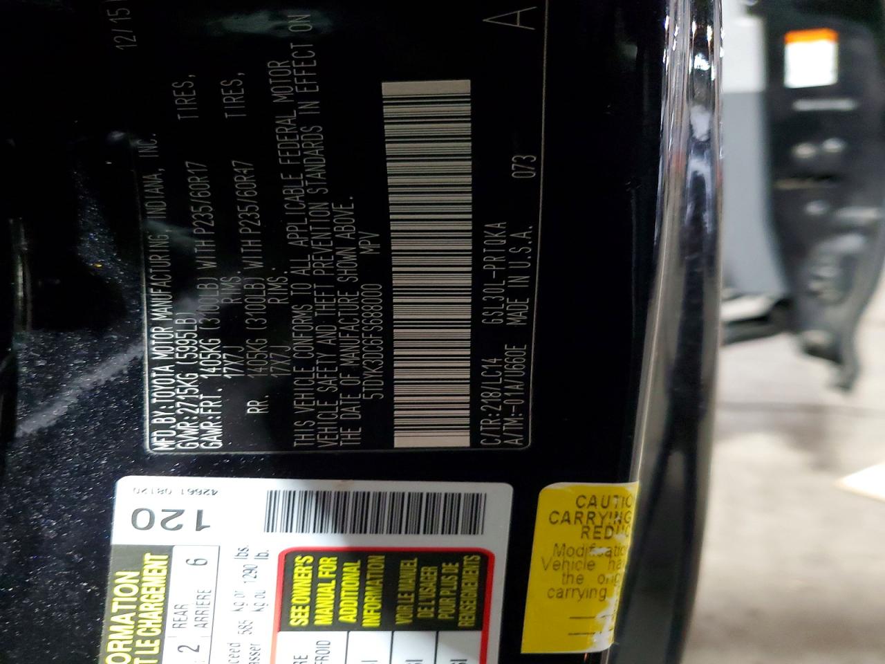 2015 Toyota Sienna Xle Premium 8-passenger Black vin: 5TDYK3DC6FS688000