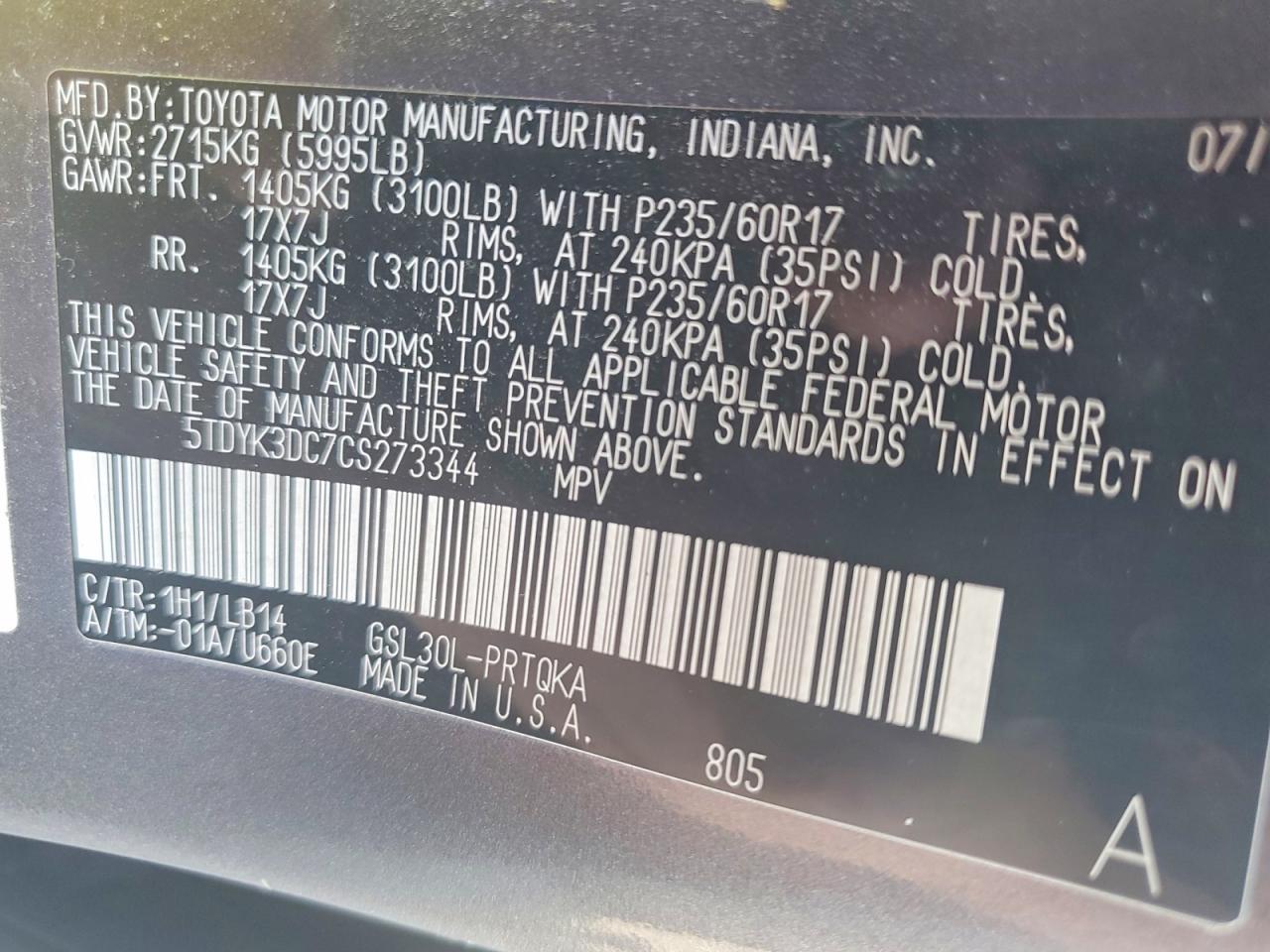 2012 Toyota Sienna Xle 8-passenger Gray vin: 5TDYK3DC7CS273344