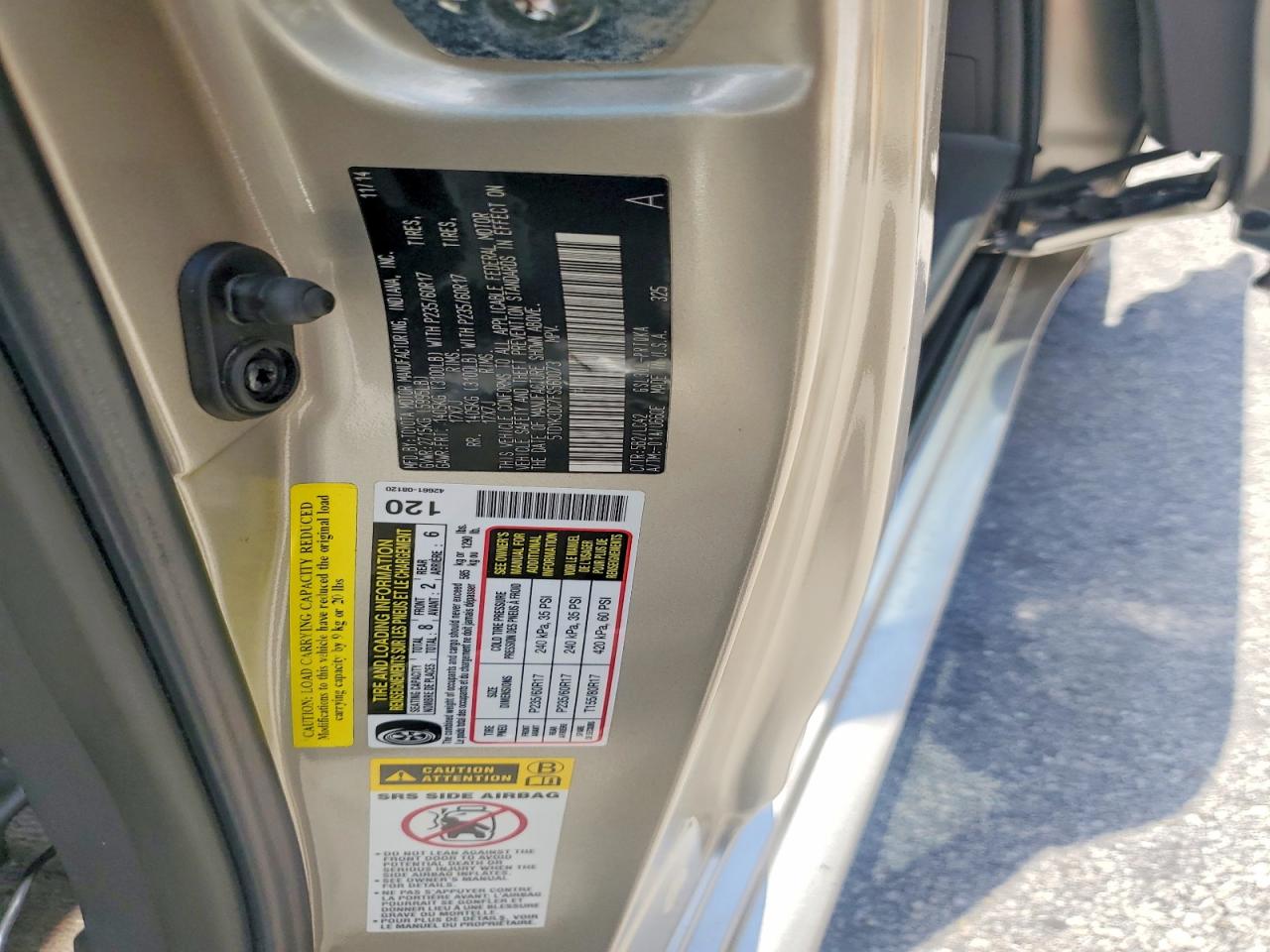 2015 Toyota Sienna Xle 8-passenger Gold vin: 5TDYK3DC7FS560073