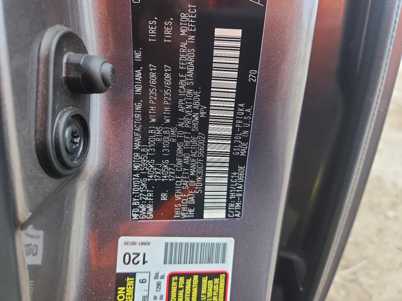 2015 Toyota Sienna Xle Premium 8-passenger Серый vin: 5TDYK3DC7FS660027