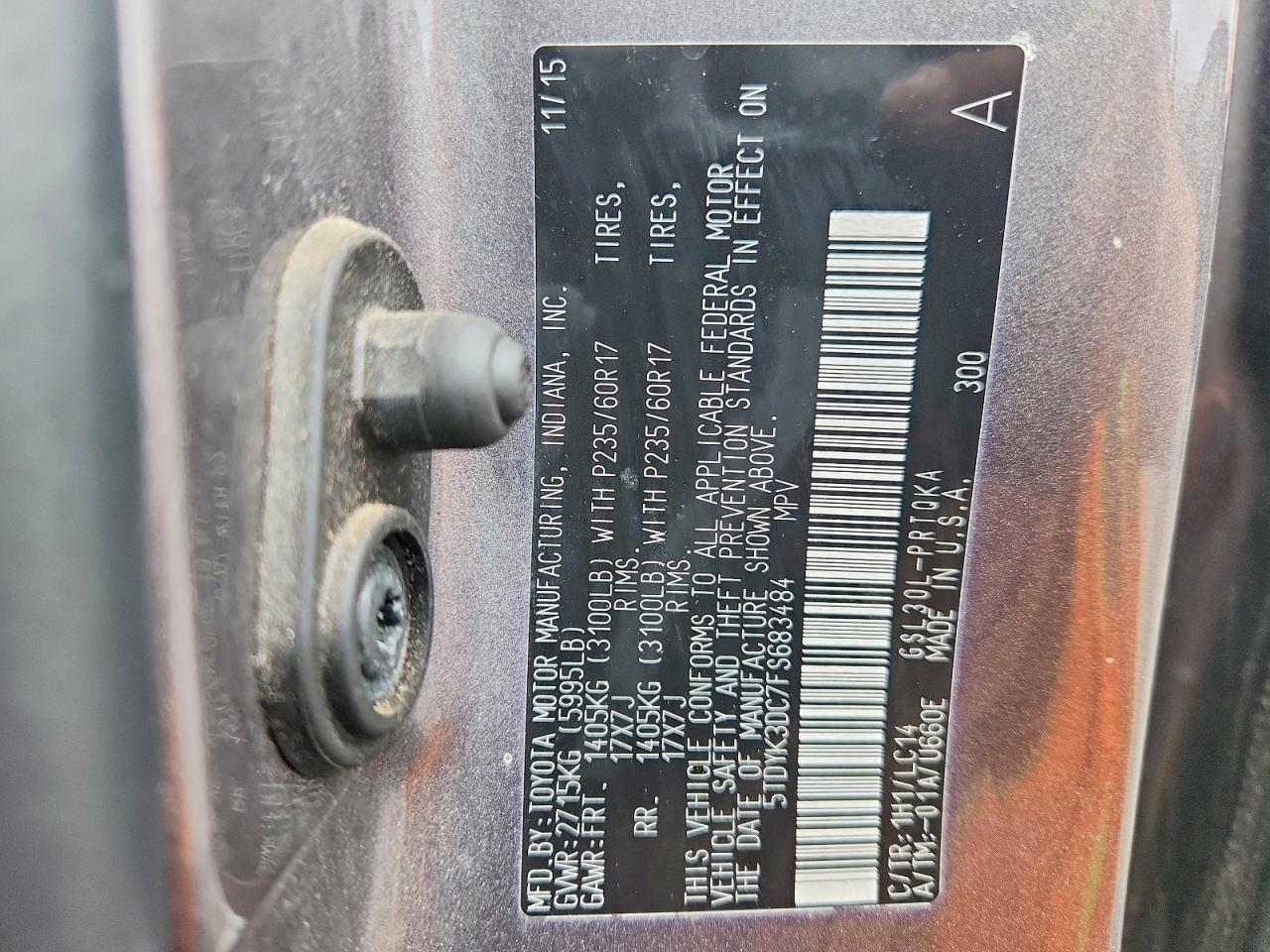 2015 Toyota Sienna Xle 8-passenger Gray vin: 5TDYK3DC7FS683484
