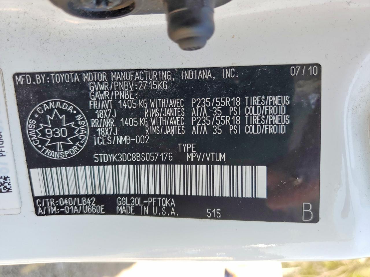 2011 Toyota Sienna Xle 8-passenger White vin: 5TDYK3DC8BS057176