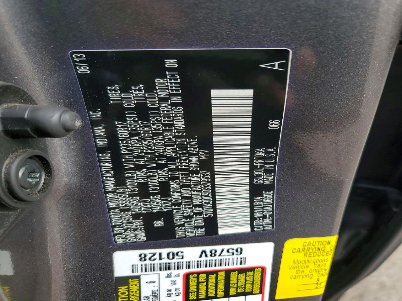 2013 Toyota Sienna Xle 8-passenger Gray vin: 5TDYK3DC9DS379537