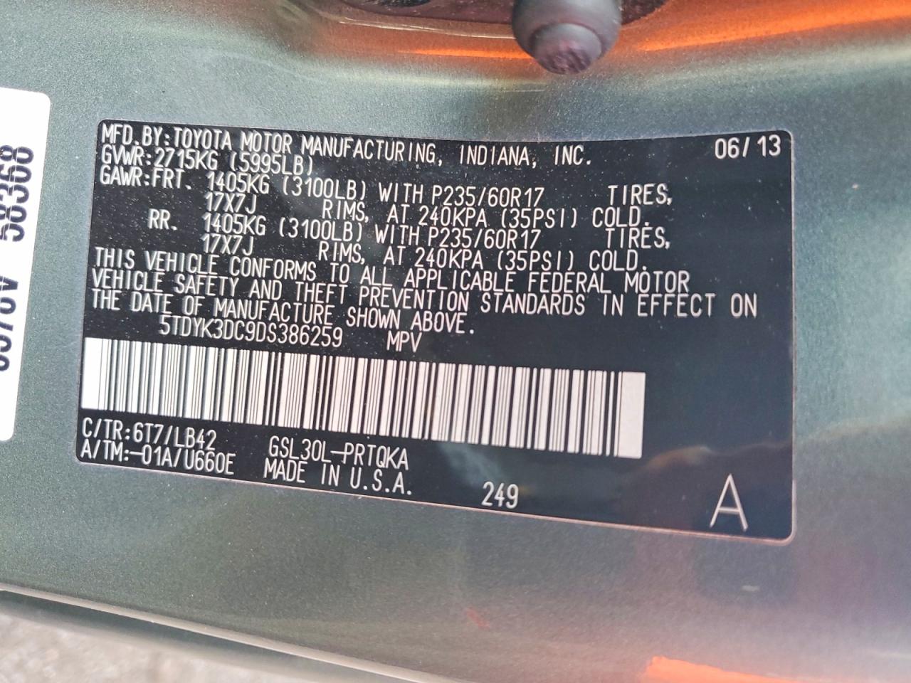 2013 Toyota Sienna Xle 8-passenger Gray vin: 5TDYK3DC9DS386259