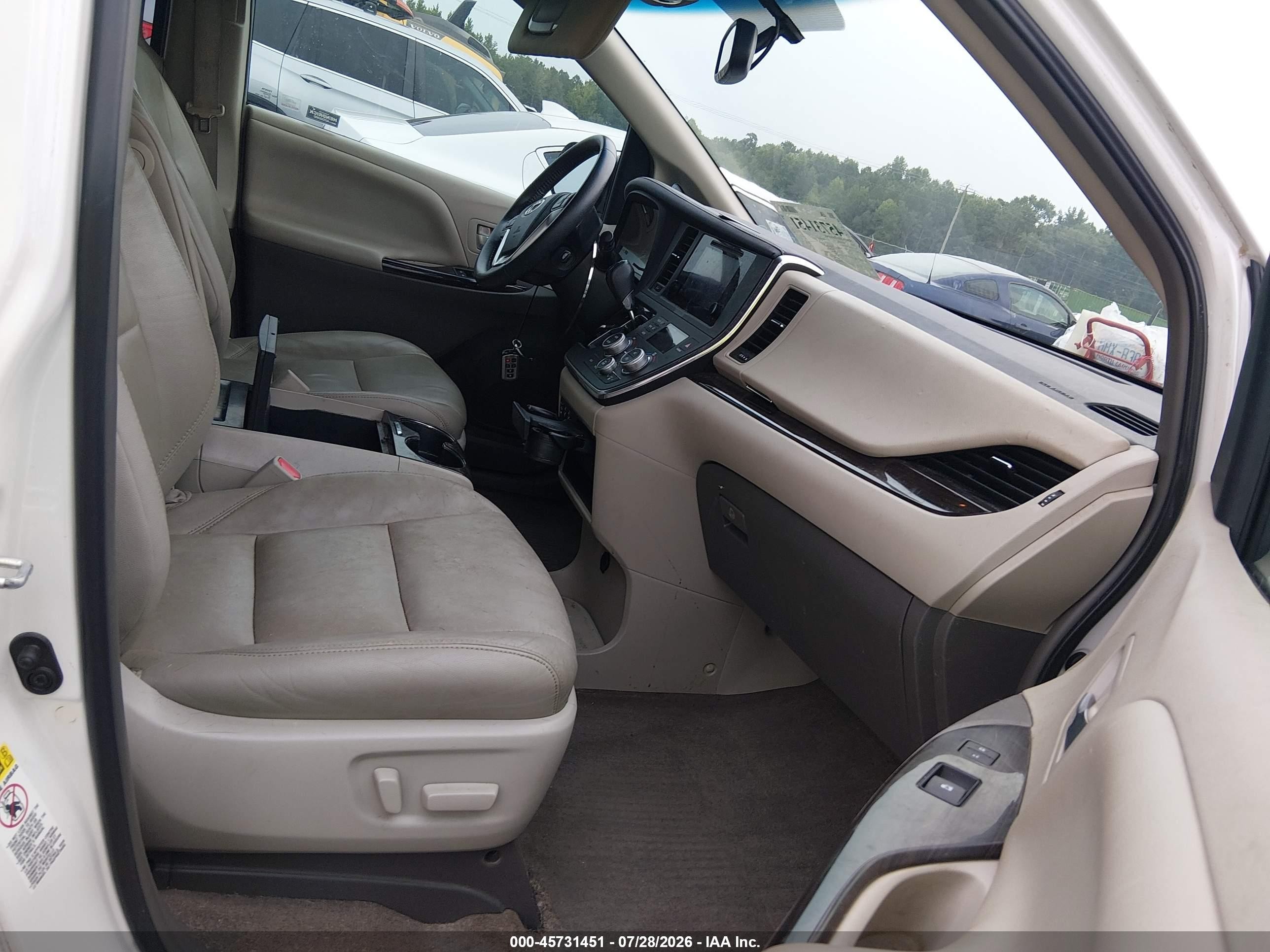 2015 Toyota Sienna Xle 8 Passenger White vin: 5TDYK3DC9FS541220