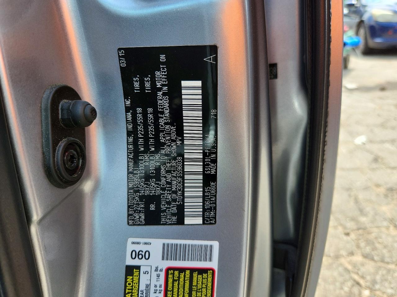 2015 Toyota Sienna Limited Premium 7-passenger Gray vin: 5TDYK3DC9FS596038