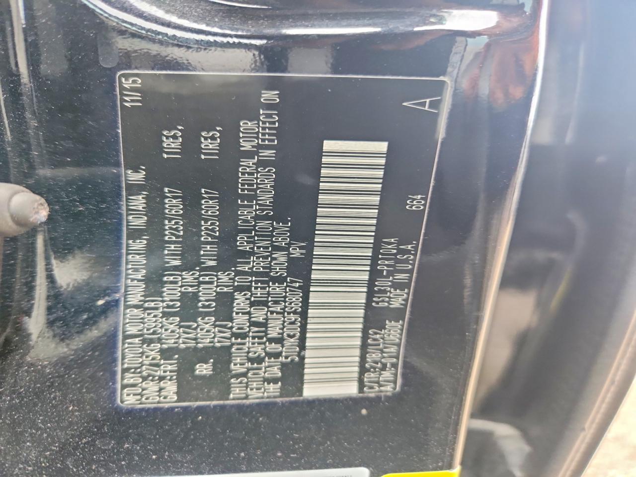 2015 Toyota Sienna Xle 8-passenger Black vin: 5TDYK3DC9FS680747