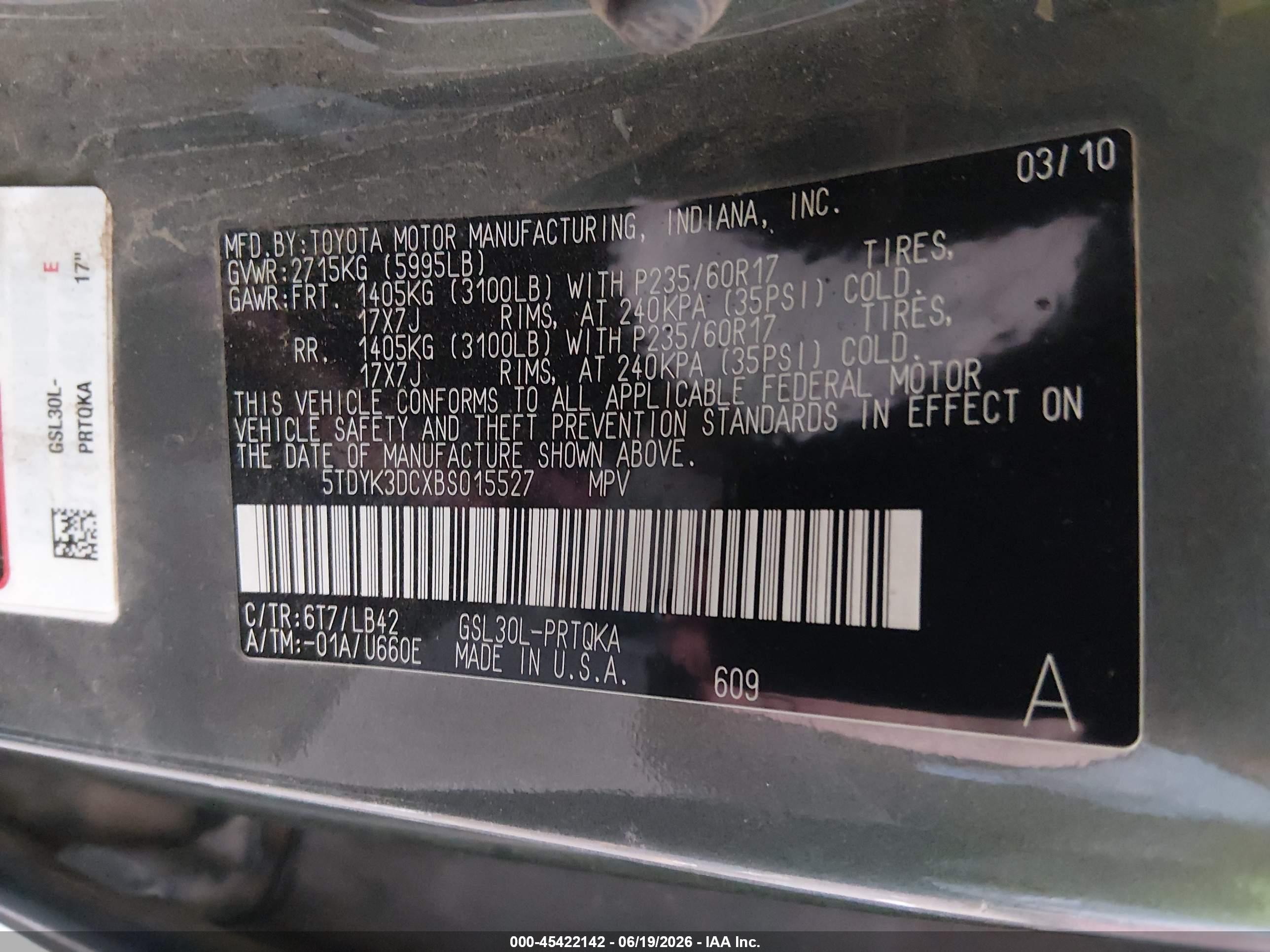 2011 Toyota Sienna Xle V6 Gray vin: 5TDYK3DCXBS015527