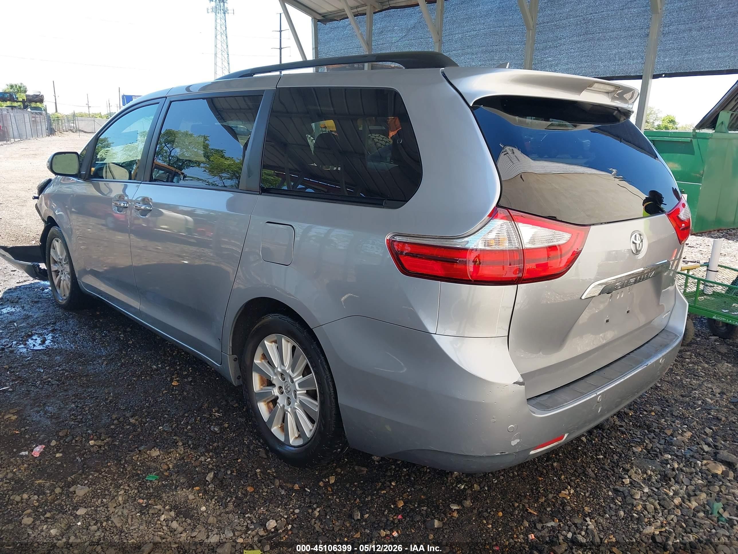 2015 Toyota Sienna Limited Premium 7 Passenger Серебряный vin: 5TDYK3DCXFS550136