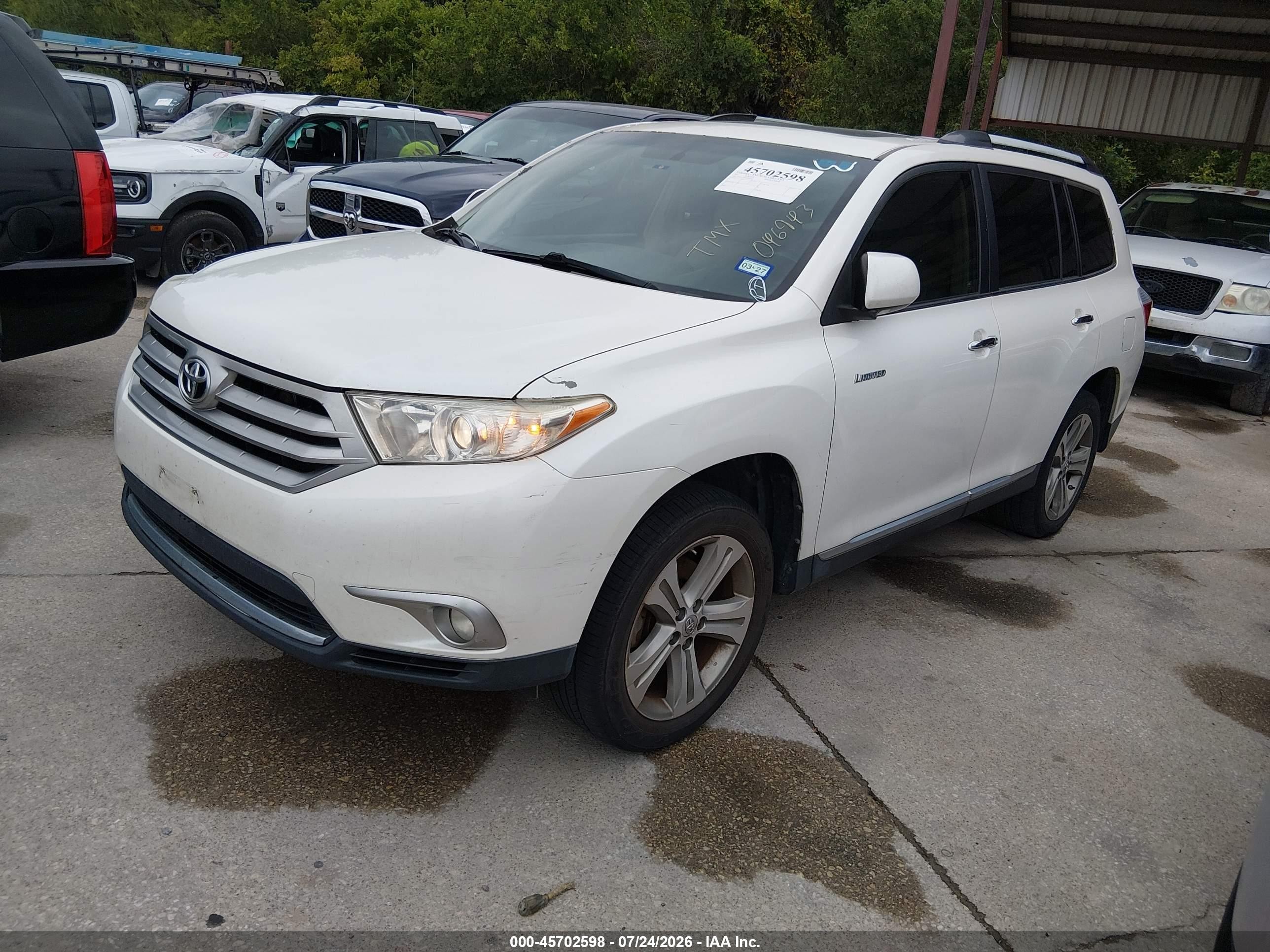 2011 Toyota Highlander Limited V6 White vin: 5TDYK3EH0BS046943