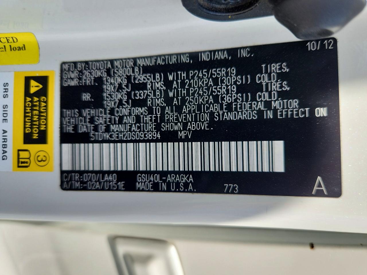2013 Toyota Highlander Limited White vin: 5TDYK3EH2DS093894