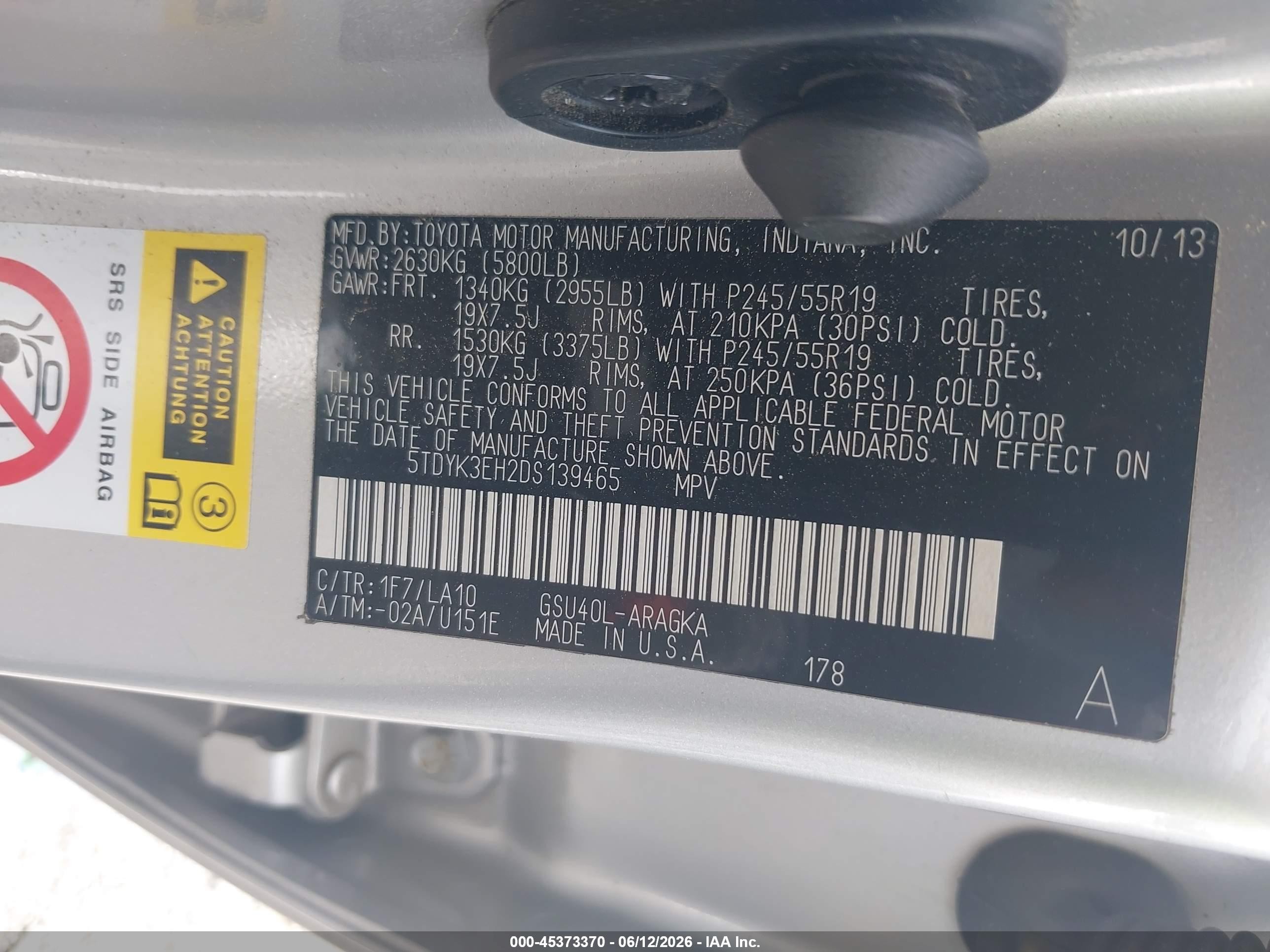 2013 Toyota Highlander Limited V6 Silver vin: 5TDYK3EH2DS139465