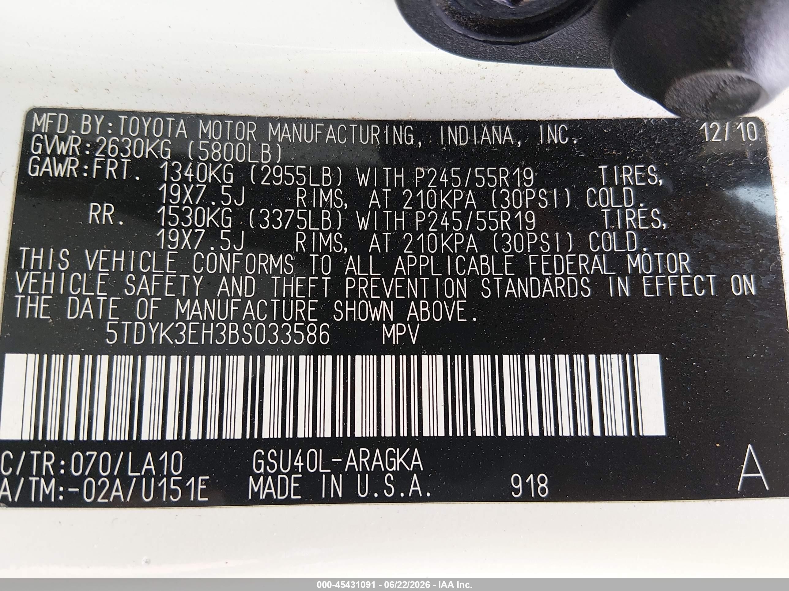 2011 Toyota Highlander Limited V6 White vin: 5TDYK3EH3BS033586
