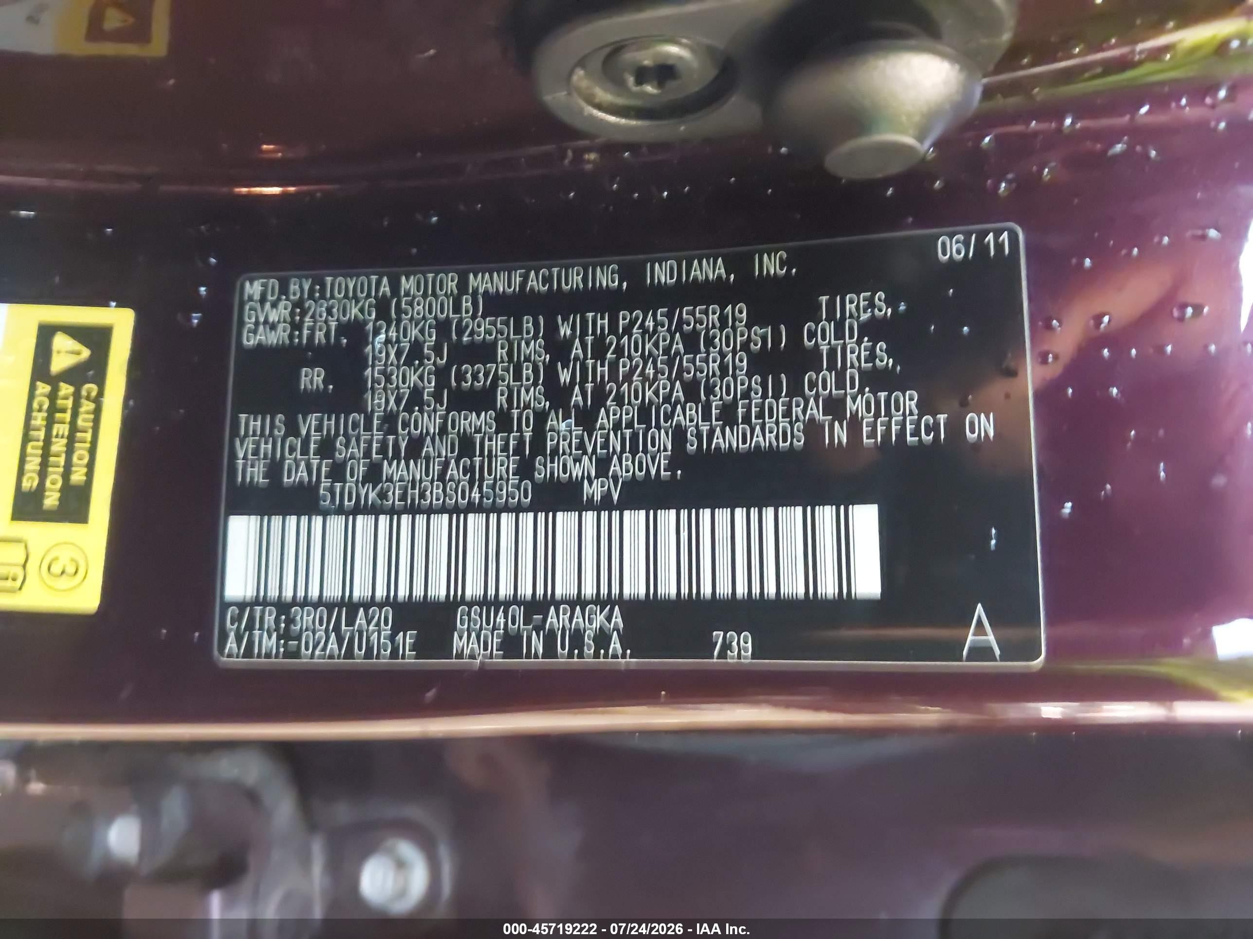 2011 Toyota Highlander Limited V6 Burgundy vin: 5TDYK3EH3BS045950
