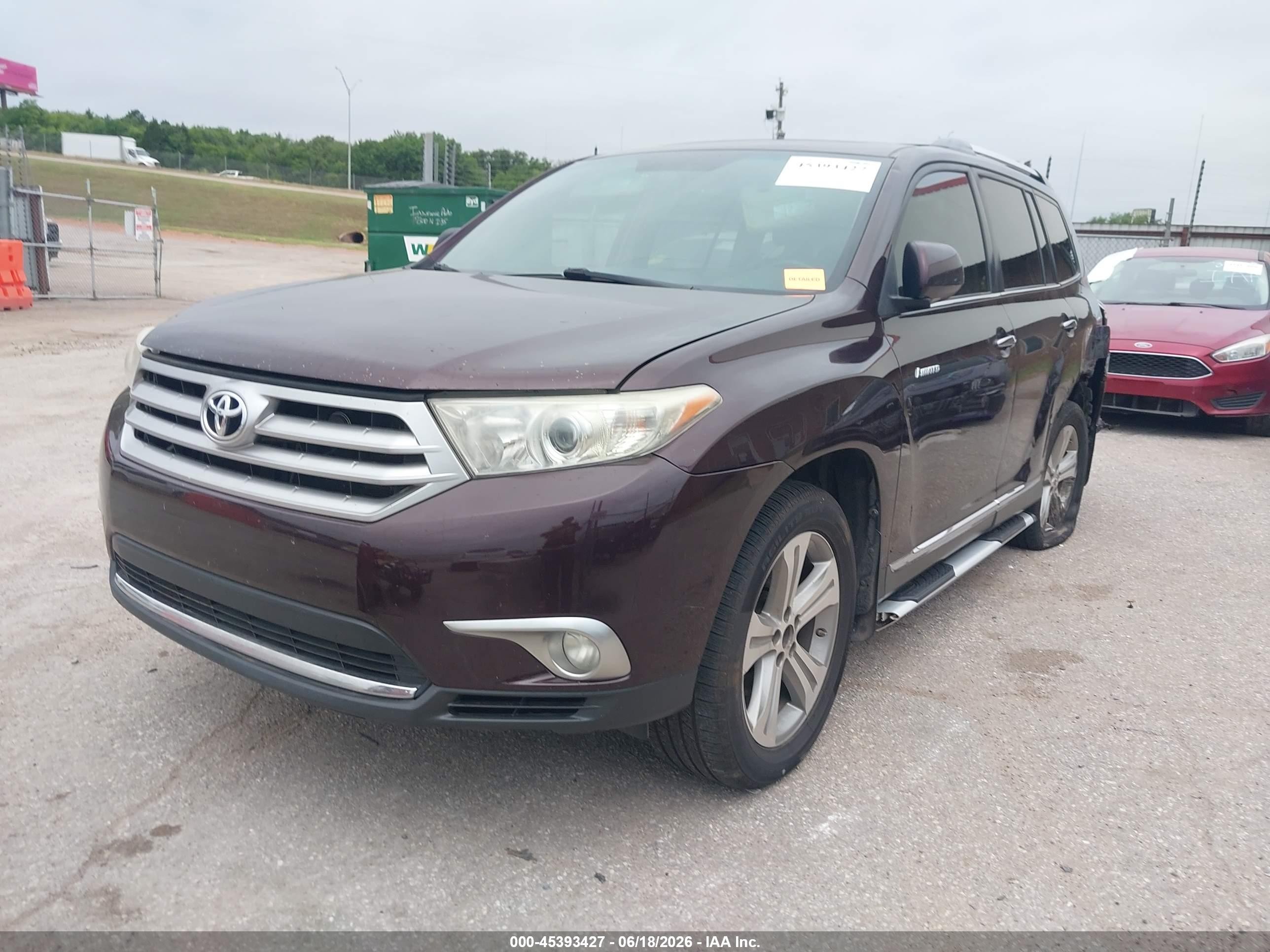 2012 Toyota Highlander Limited V6 Темно-бордовый vin: 5TDYK3EH4CS066002