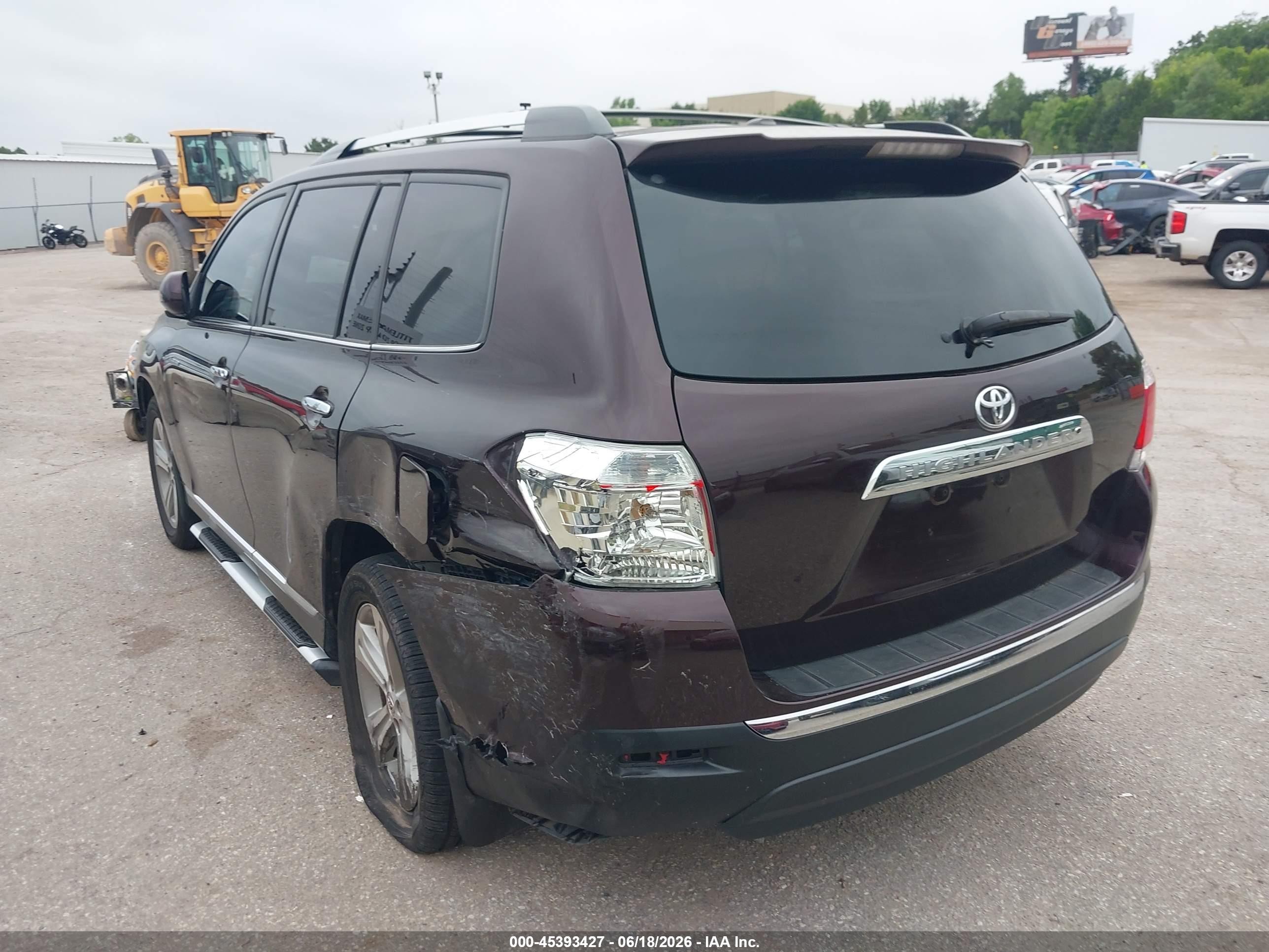 2012 Toyota Highlander Limited V6 Темно-бордовый vin: 5TDYK3EH4CS066002