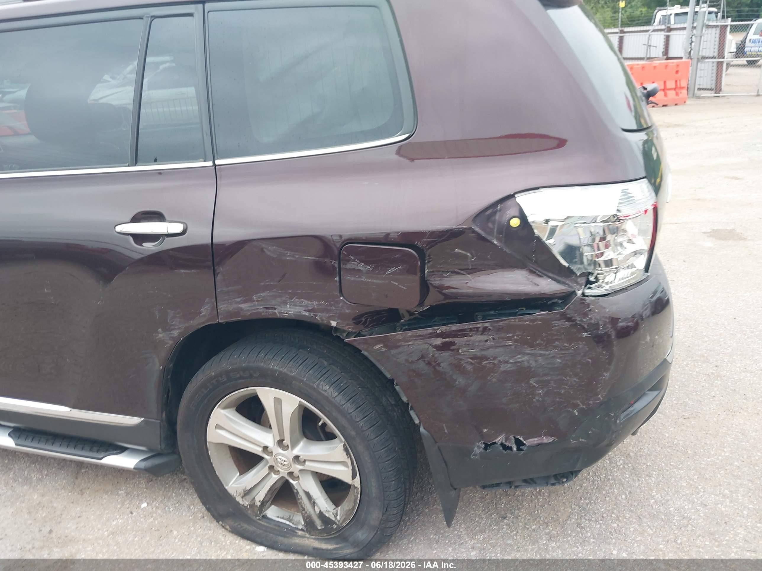 2012 Toyota Highlander Limited V6 Темно-бордовый vin: 5TDYK3EH4CS066002