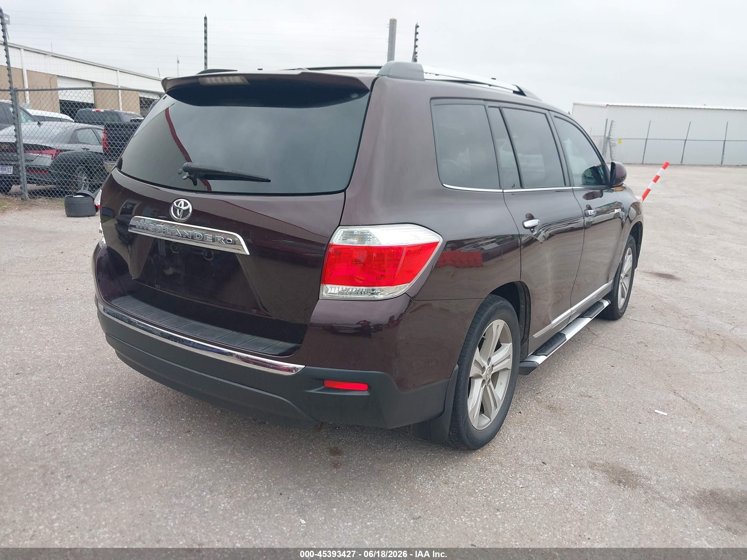 2012 Toyota Highlander Limited V6 Темно-бордовый vin: 5TDYK3EH4CS066002