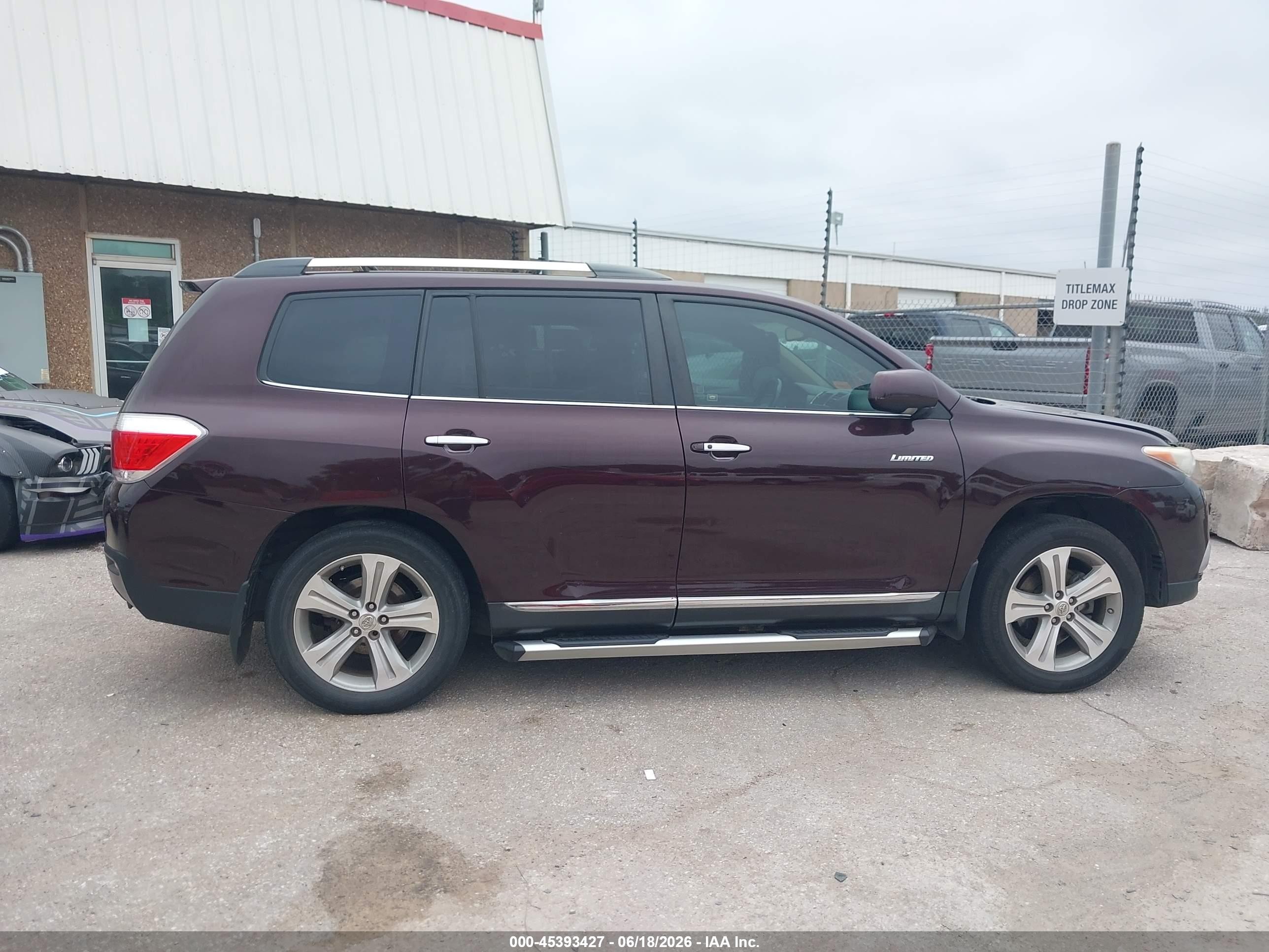 2012 Toyota Highlander Limited V6 Темно-бордовый vin: 5TDYK3EH4CS066002
