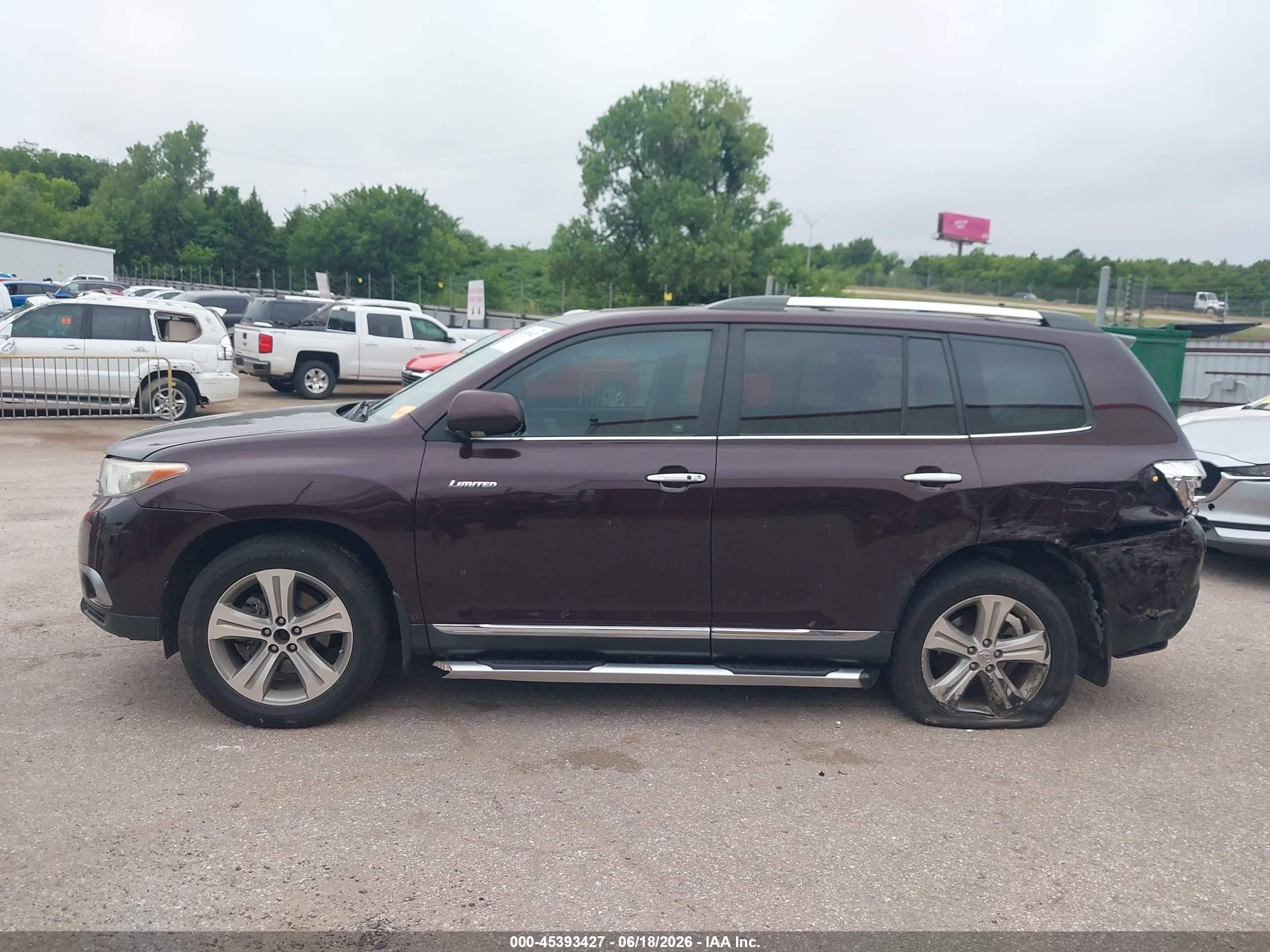 2012 Toyota Highlander Limited V6 Темно-бордовый vin: 5TDYK3EH4CS066002