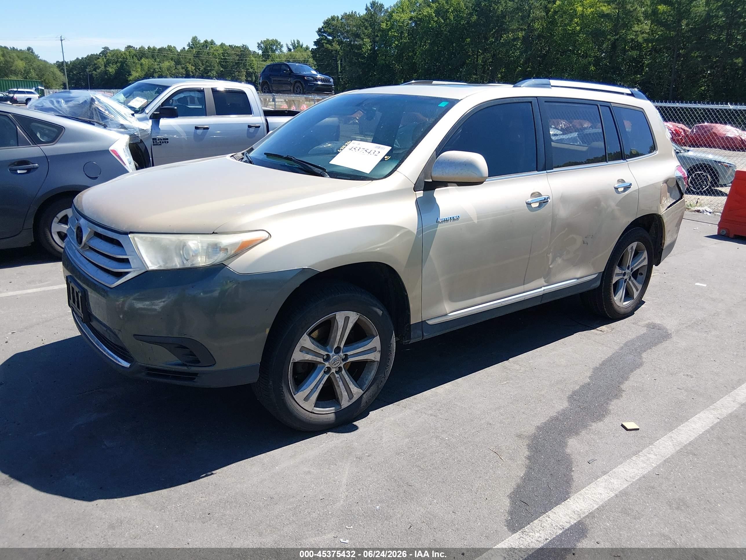 2012 Toyota Highlander Limited V6 Beige vin: 5TDYK3EH4CS068476