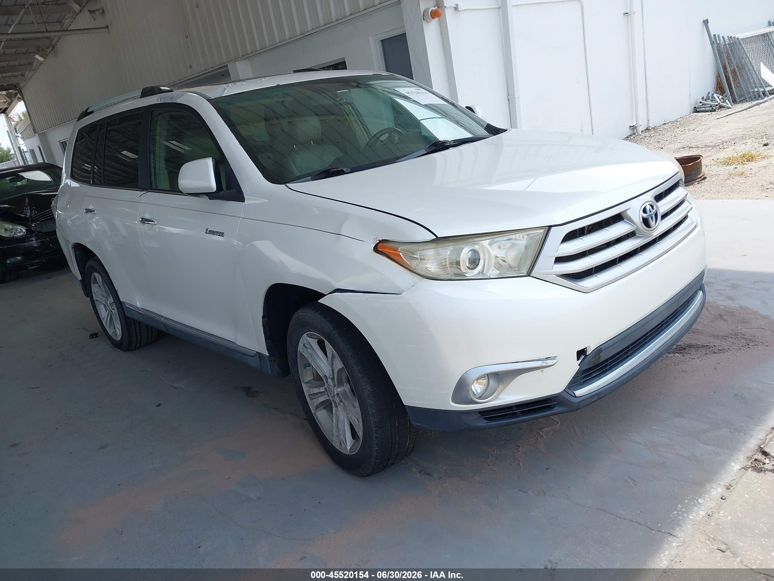 2012 Toyota Highlander Limited V6 White vin: 5TDYK3EH5CS061309