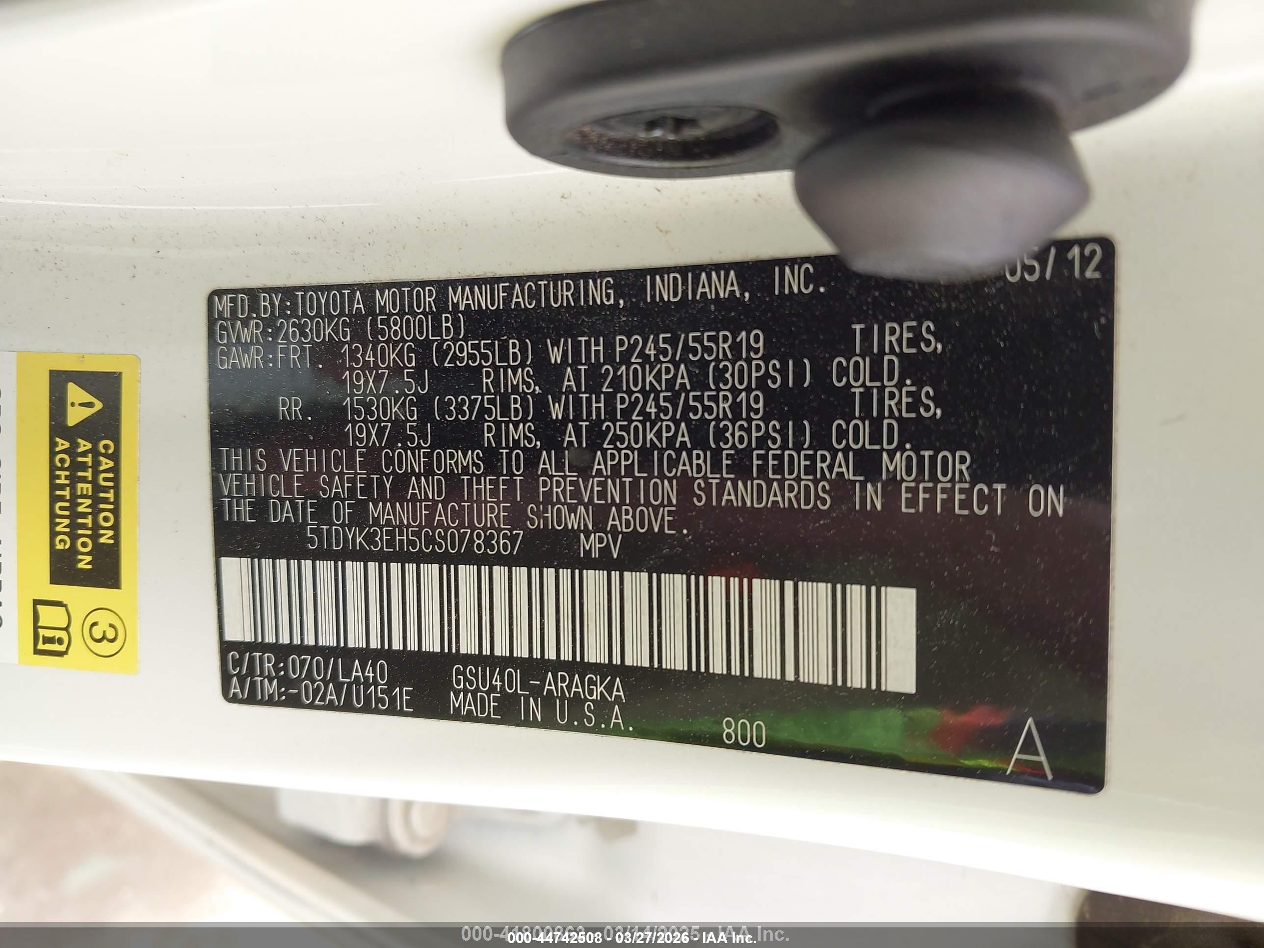2012 Toyota Highlander Limited V6 White vin: 5TDYK3EH5CS078367