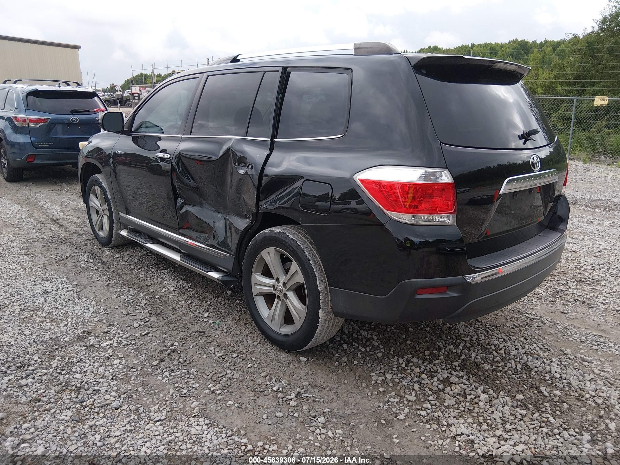 2012 Toyota Highlander Limited V6 Black vin: 5TDYK3EH5CS083181