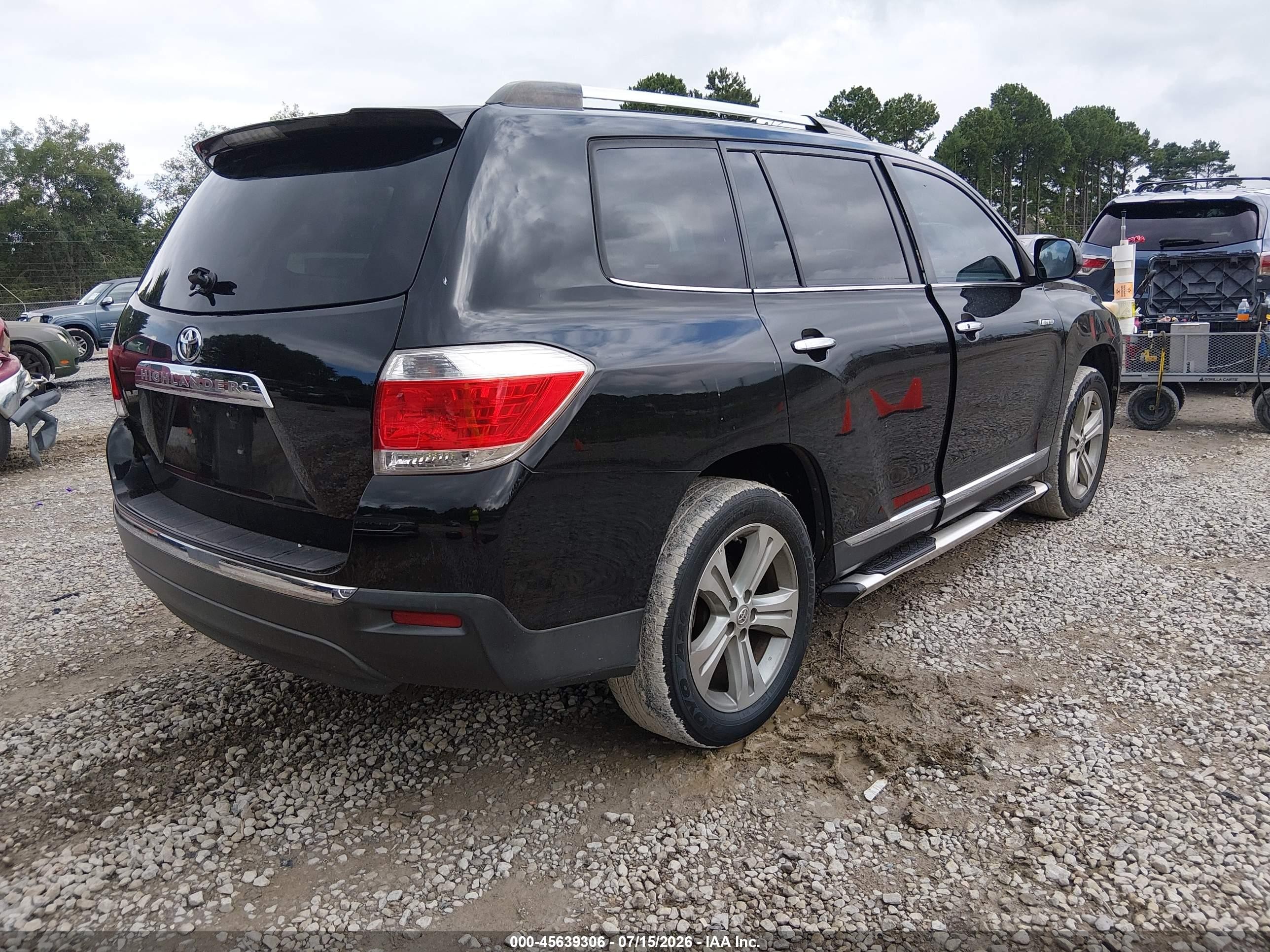 2012 Toyota Highlander Limited V6 Black vin: 5TDYK3EH5CS083181