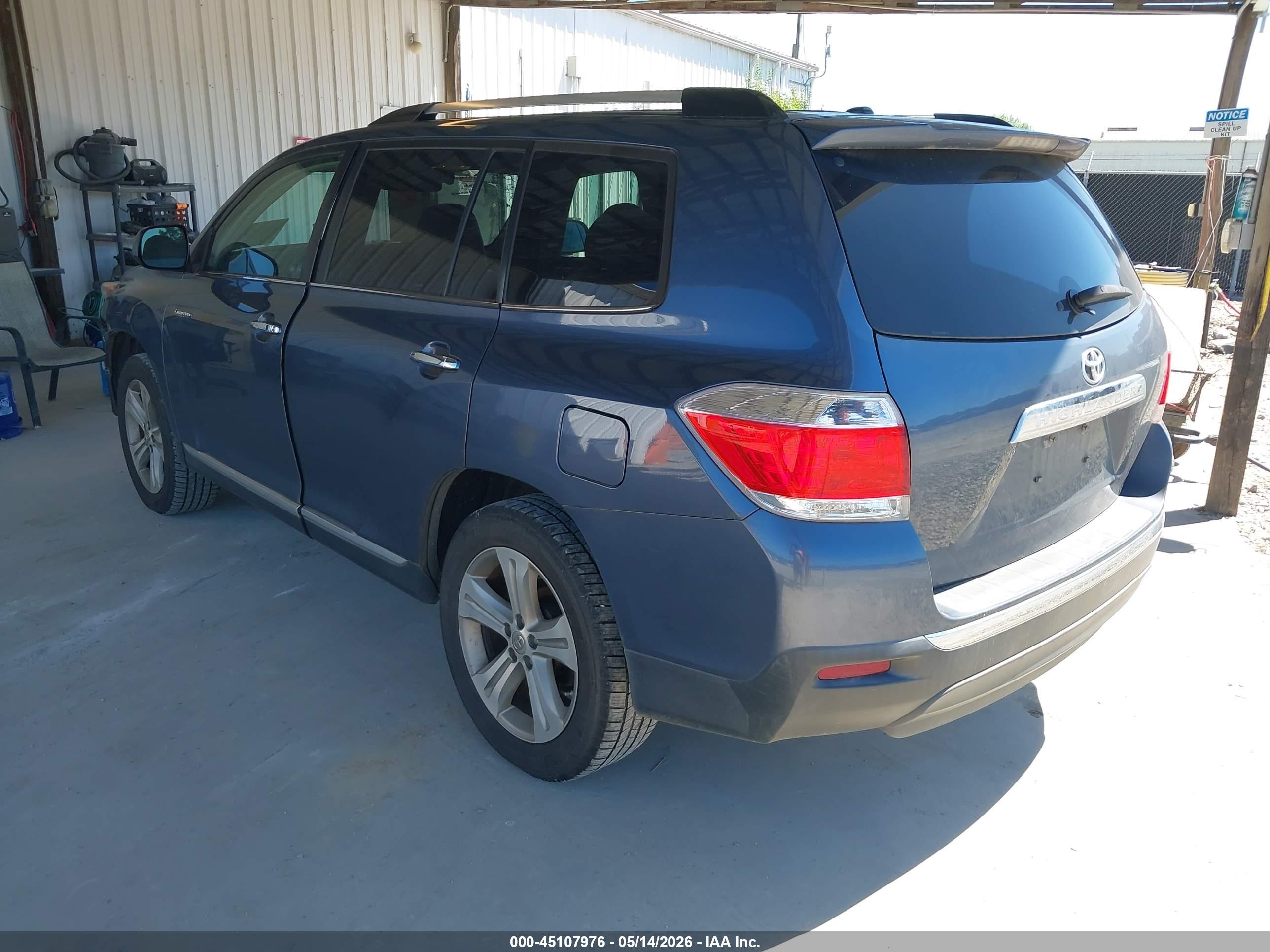 2012 Toyota Highlander Limited V6 Blue vin: 5TDYK3EH6CS085425