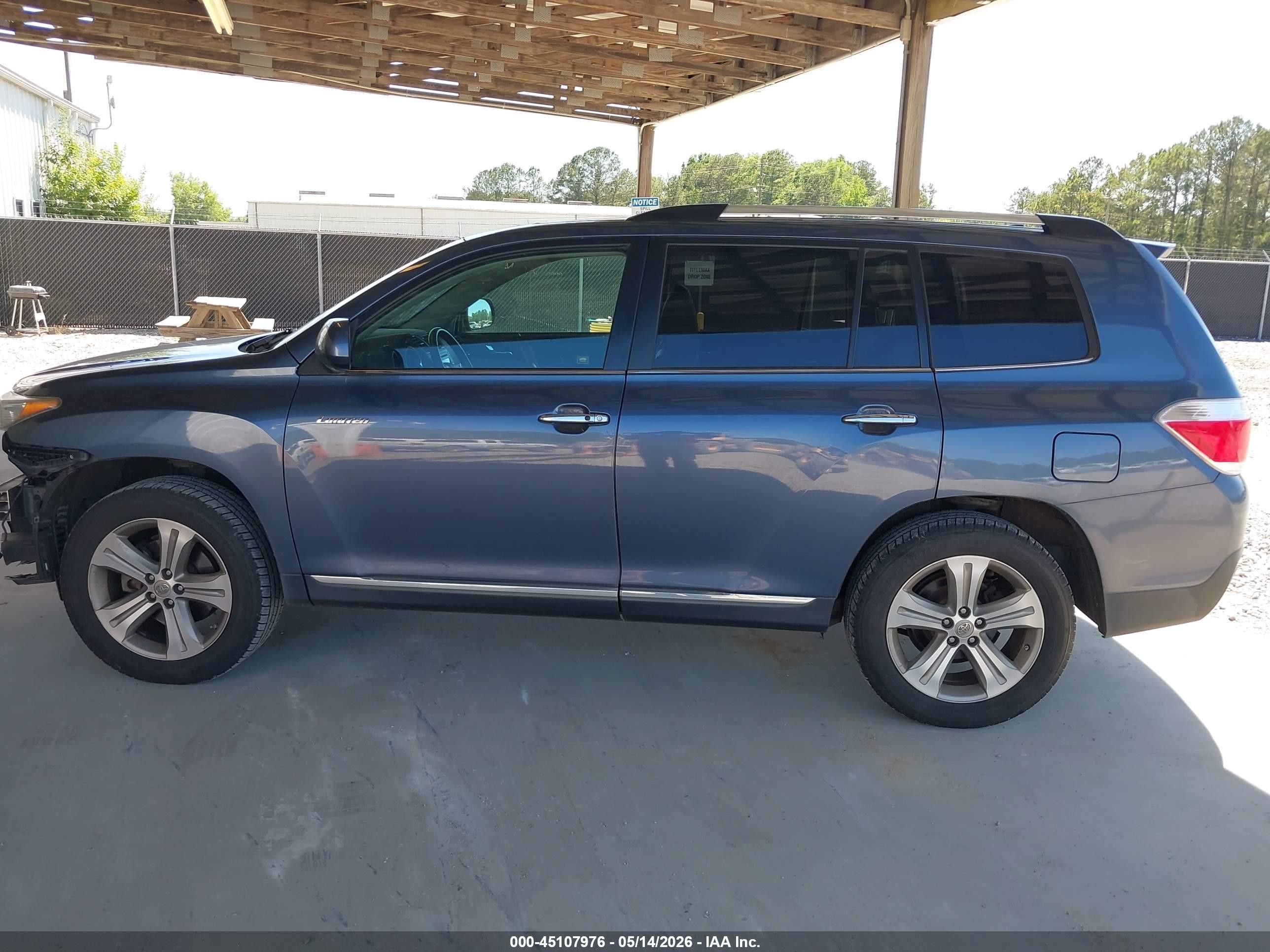 2012 Toyota Highlander Limited V6 Blue vin: 5TDYK3EH6CS085425