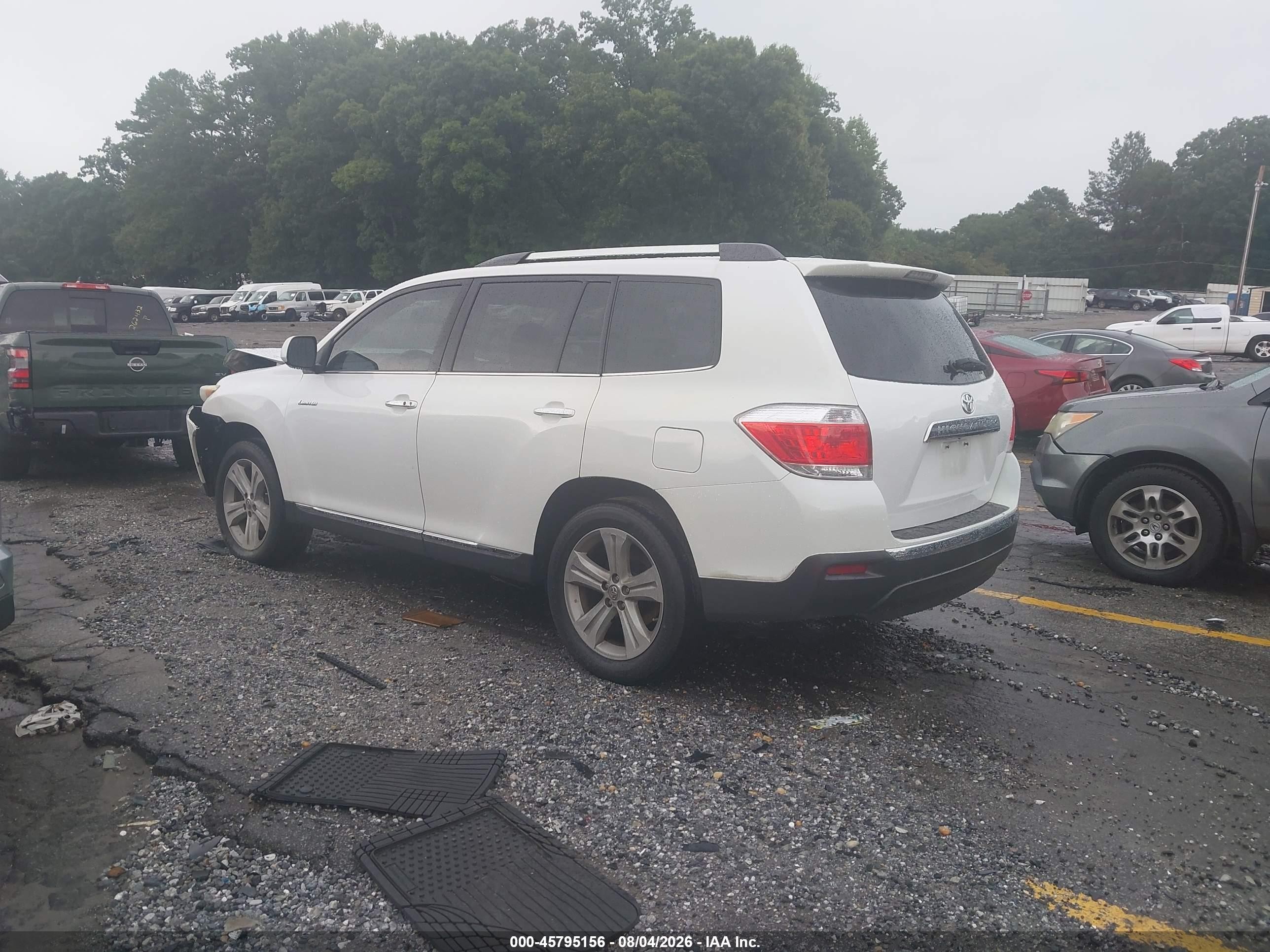 2012 Toyota Highlander Limited V6 White vin: 5TDYK3EH6CS087398