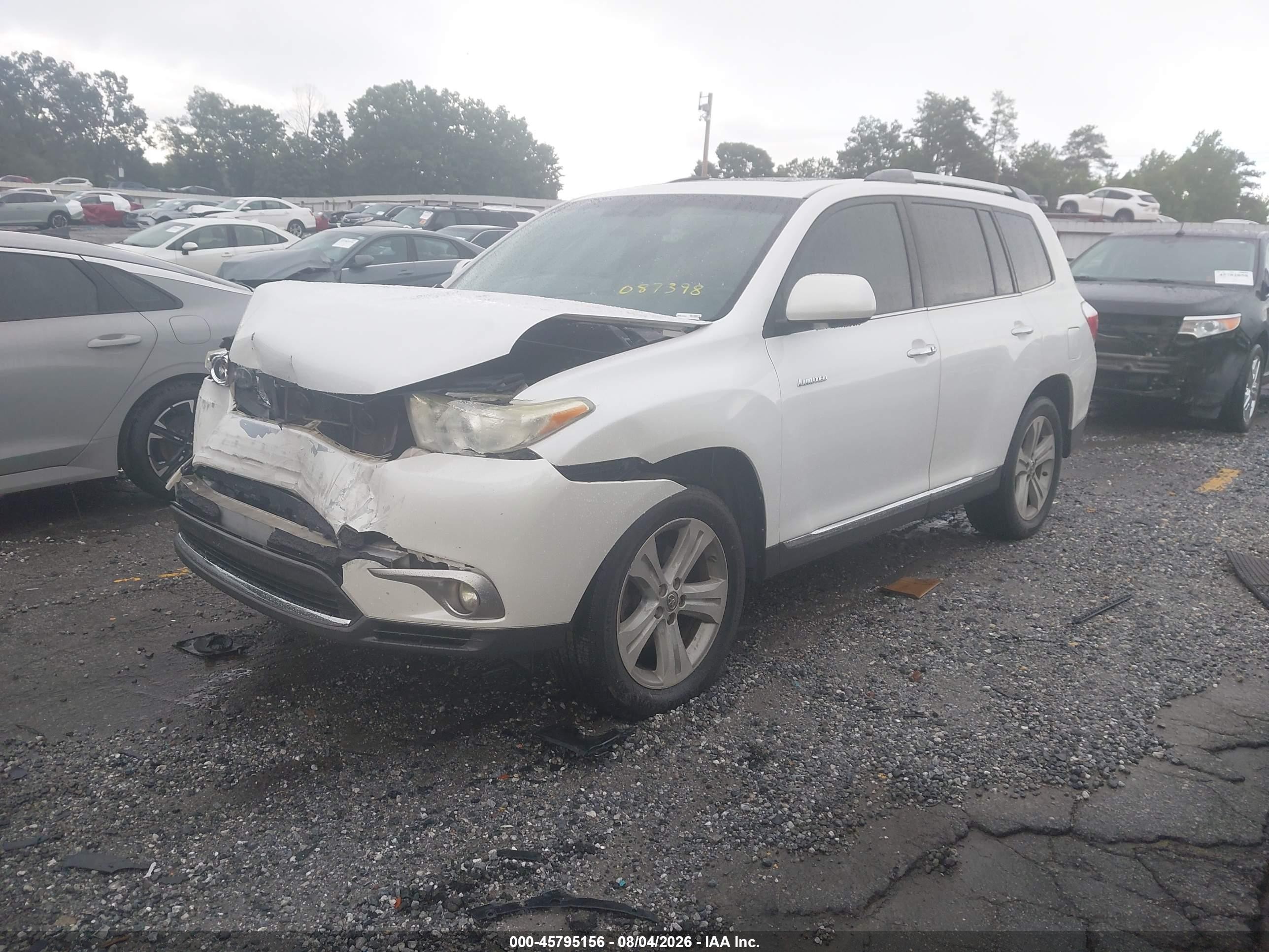 2012 Toyota Highlander Limited V6 White vin: 5TDYK3EH6CS087398