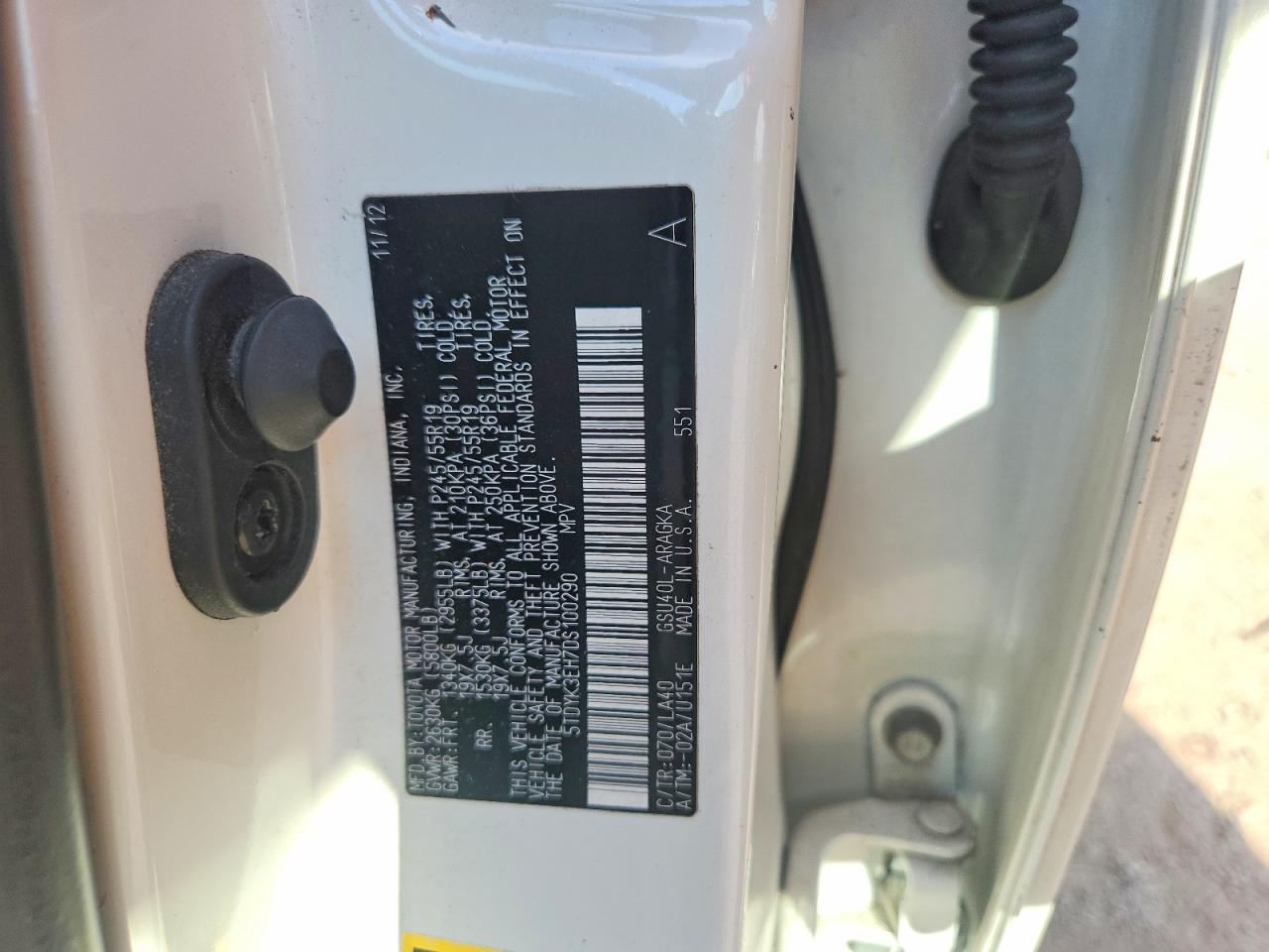 2013 Toyota Highlander Limited White vin: 5TDYK3EH7DS100290