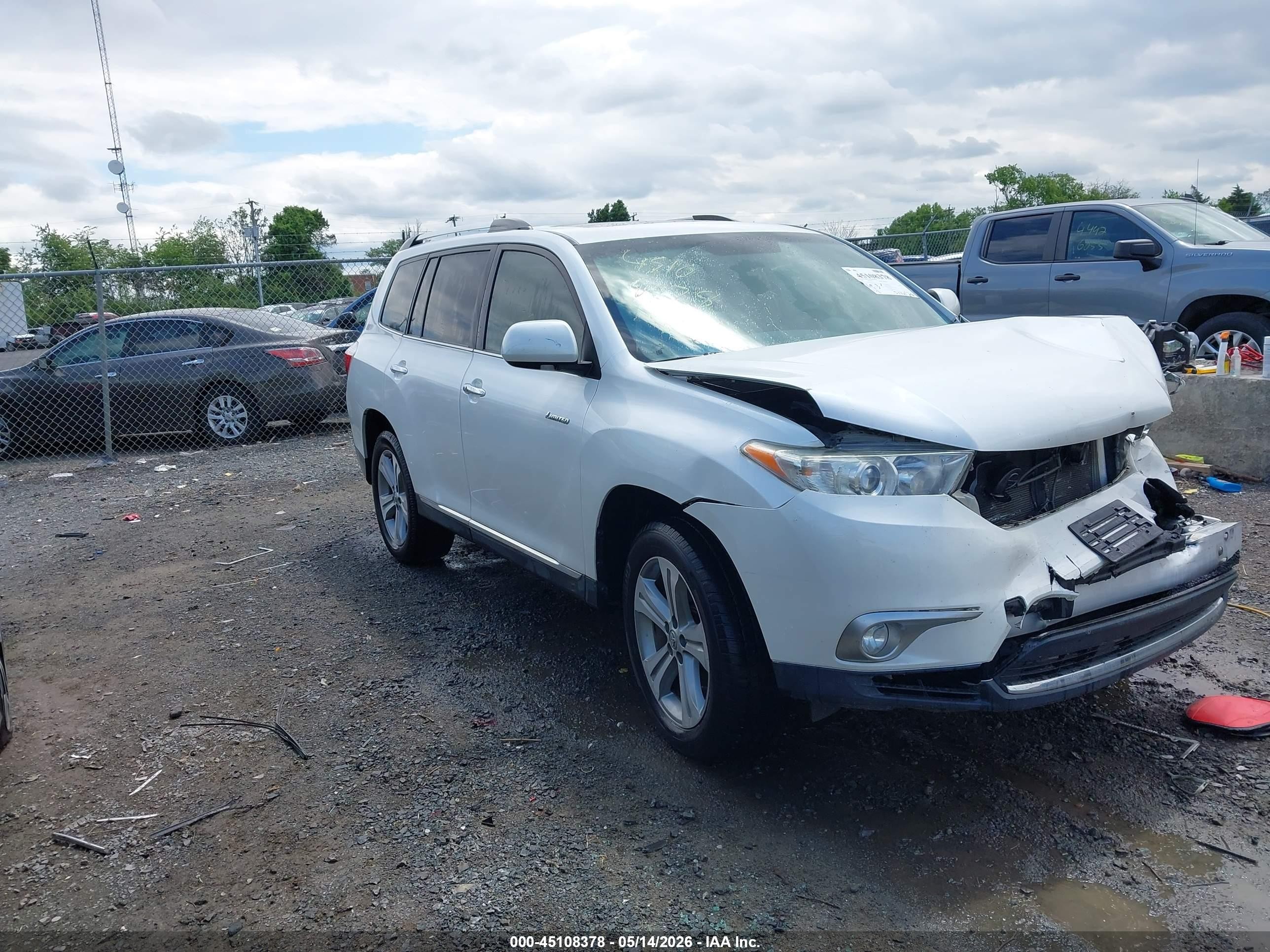 2013 Toyota Highlander Limited V6 White vin: 5TDYK3EH7DS101665