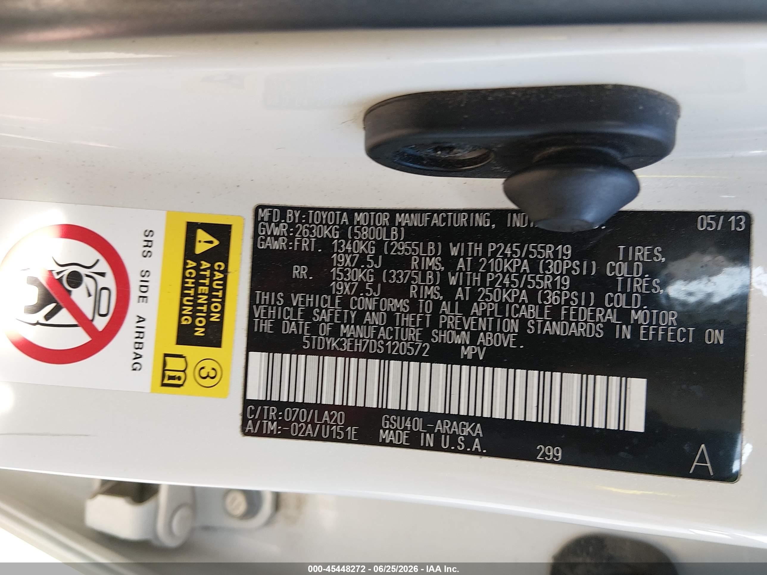 2013 Toyota Highlander Limited V6 White vin: 5TDYK3EH7DS120572