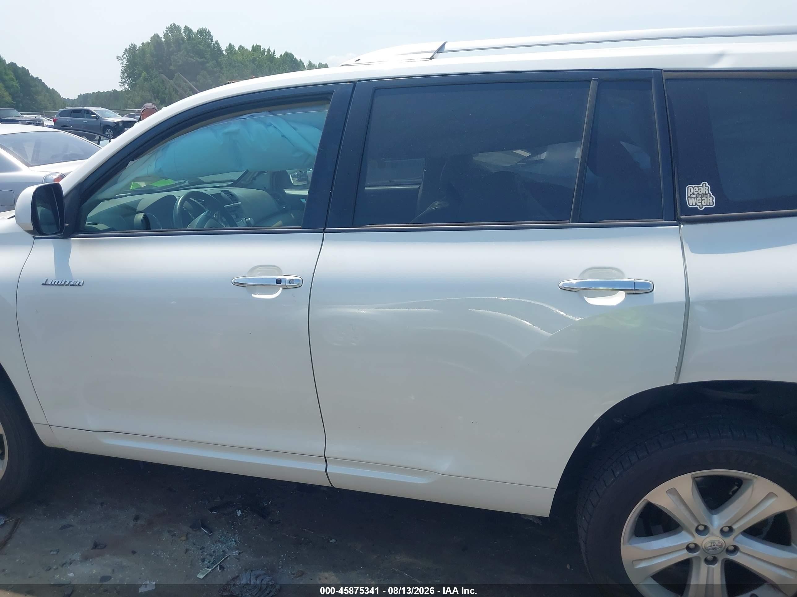 2010 Toyota Highlander Limited V6 White vin: 5TDYK3EH9AS022932